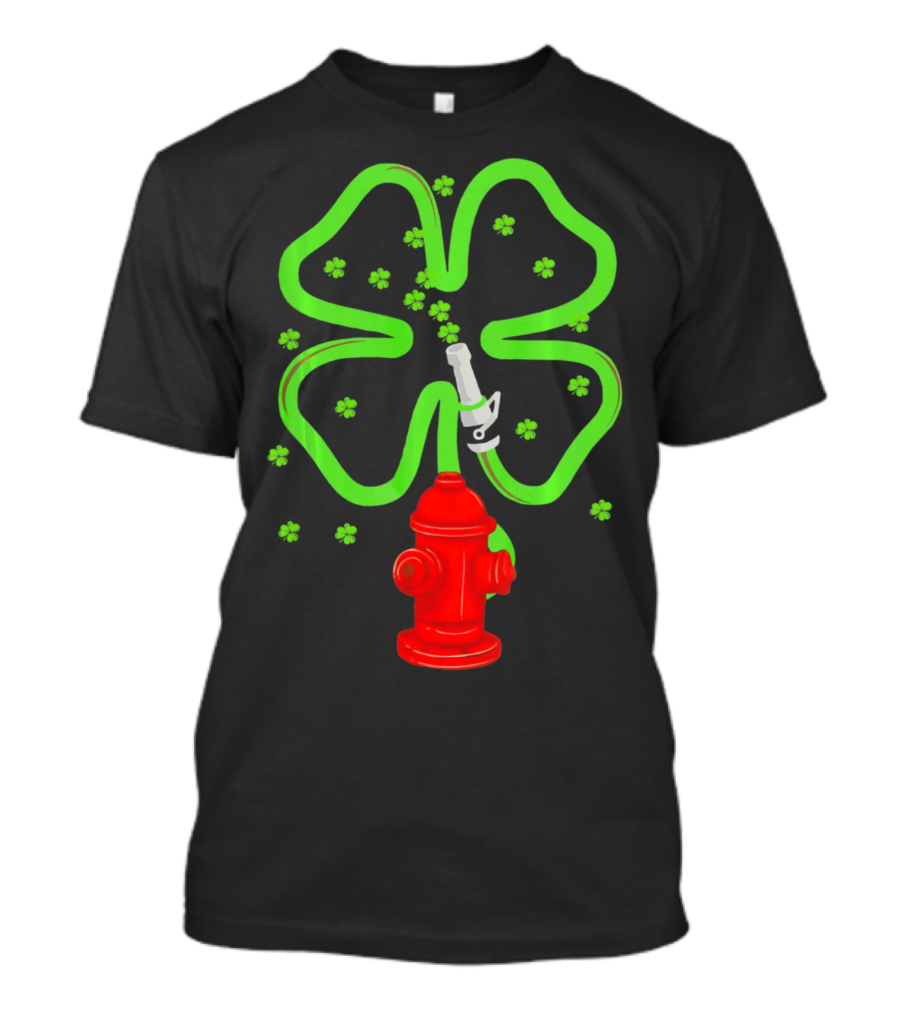 Fire Fighter Shamrock St Patrick Day Hydrant Clover T-Shirt