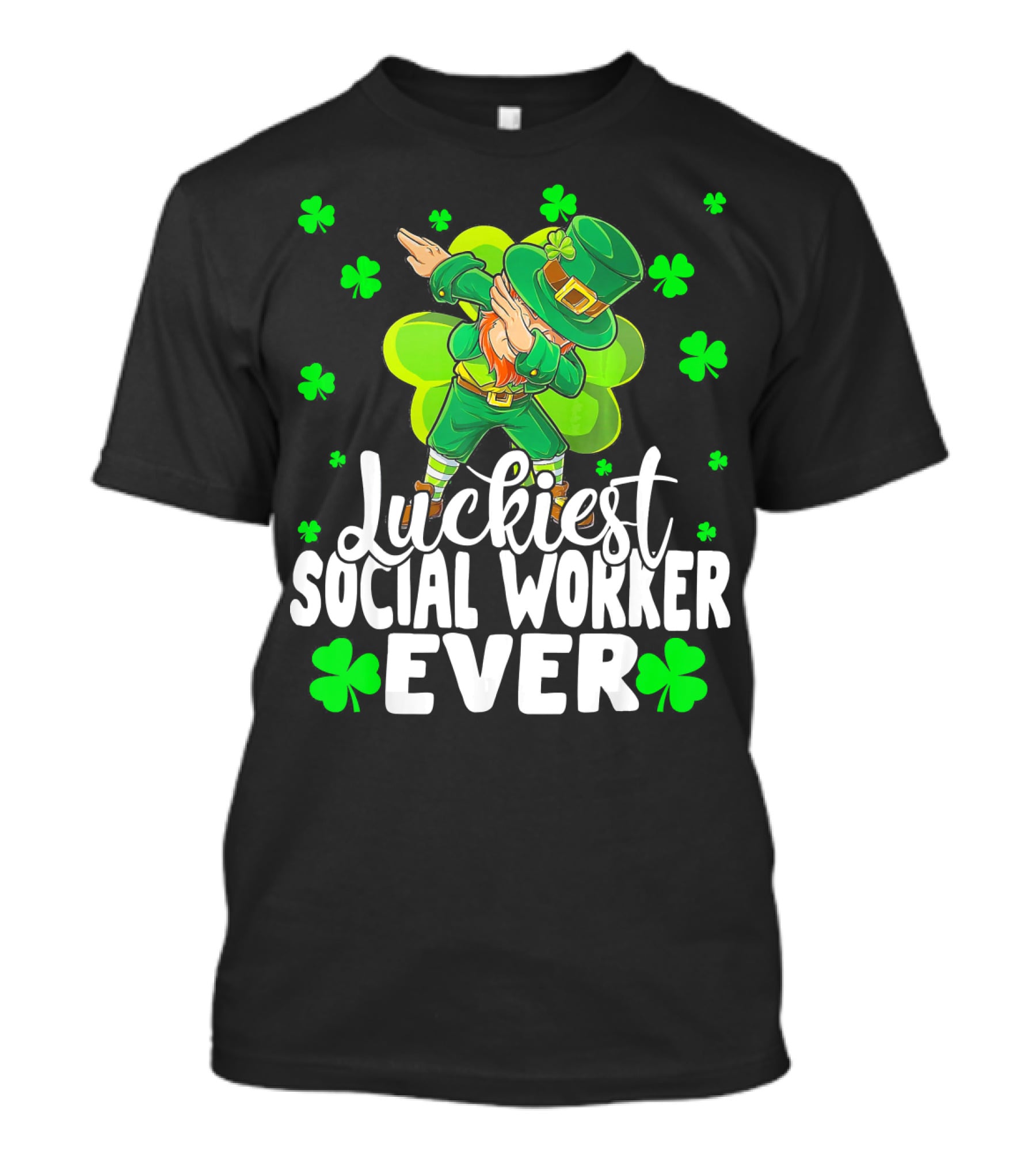 Luckiest Social Worker Ever Leprechaun Dab With Shamrocks T-Shirt