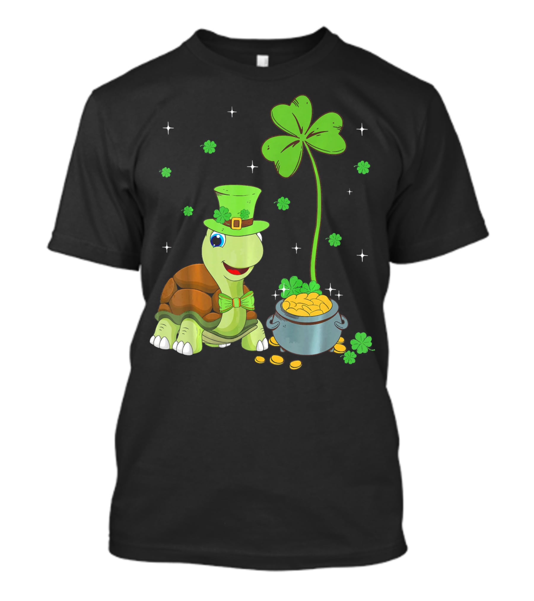 Shamrock Turtle With Leprechaun Hat And Pot Of Gold St Patricks T-Shirt