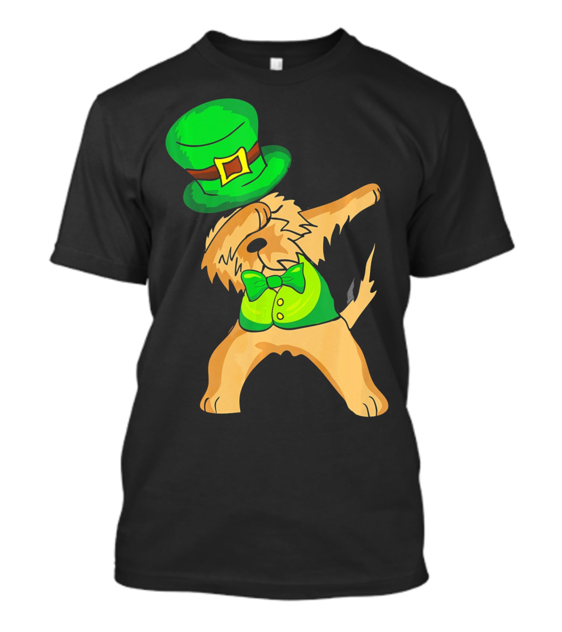 Dabbing Leprechaun Kids Irish Terrier St. Patrick's Day Dog Bow Tie T-Shirt