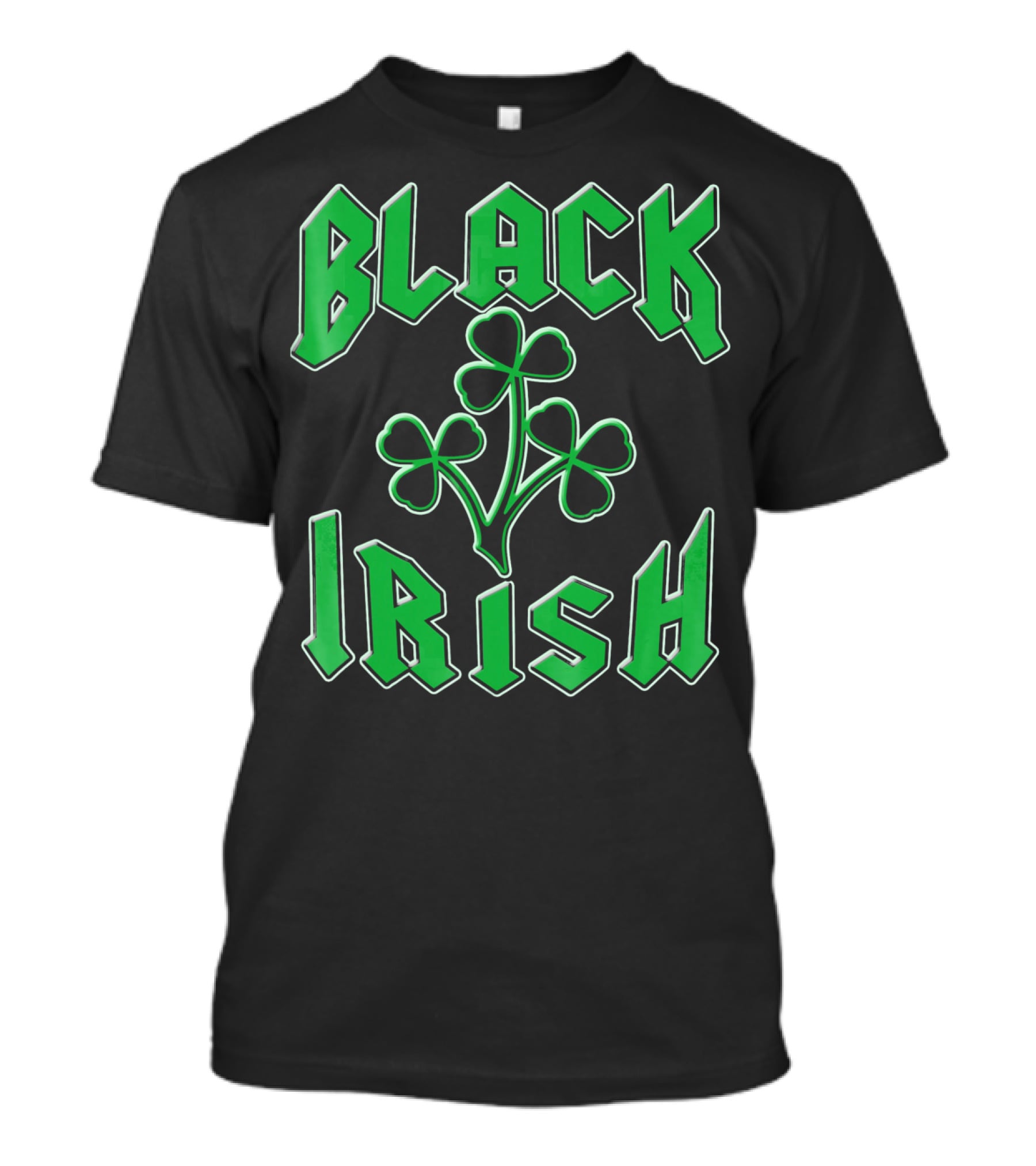 Black Irish Shamrock St Pats Day T-Shirt