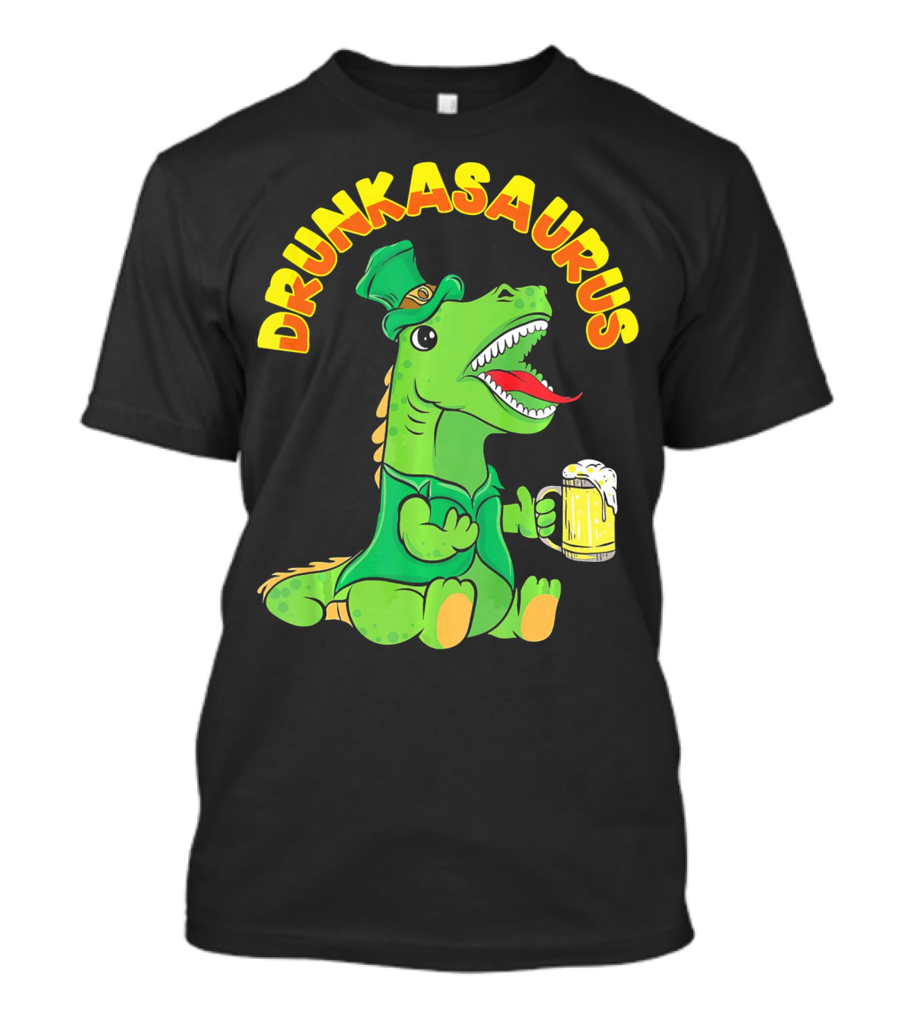 Drunkasaurus Leprechaun Dinosaur With Beer Drink T-Shirt