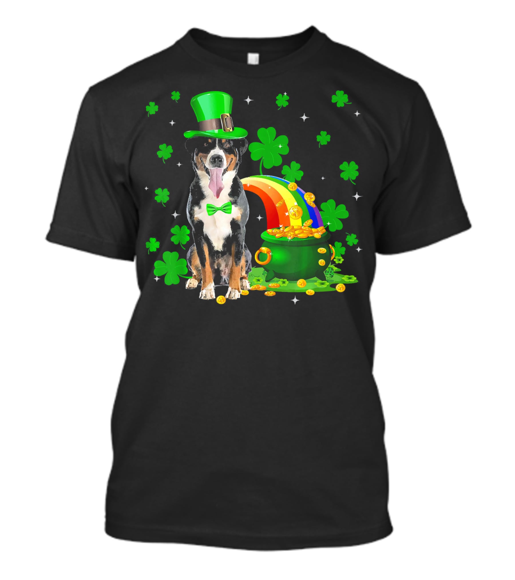 Leprechaun Appenzeller Sennenhund St Patrick's Day Rainbow Pot Of Gold Shamrocks T-Shirt
