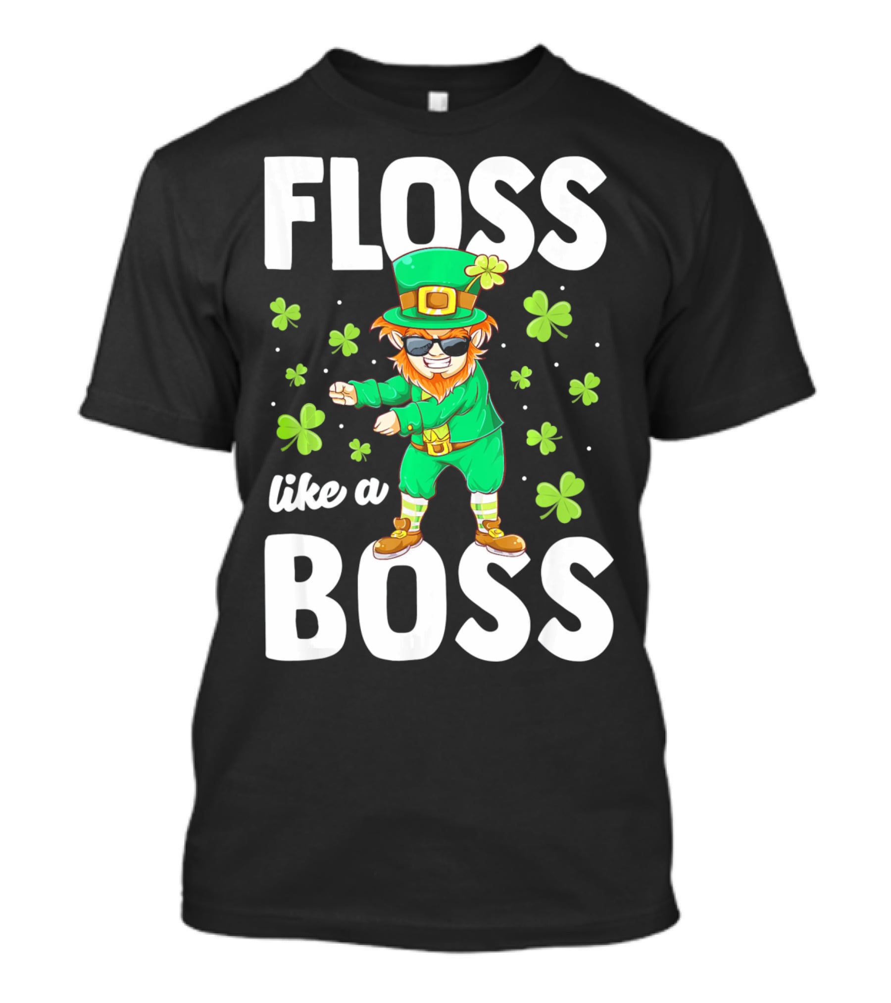 Floss Like A Boss Leprechaun Dance With Shamrocks T-Shirt