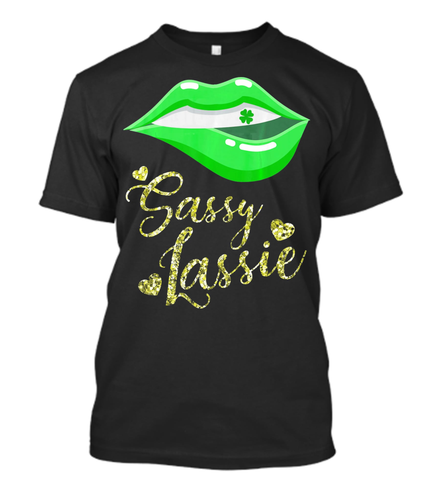 Sassy Lassie St Patricks Day Women Cute Lips Shamrock T-Shirt