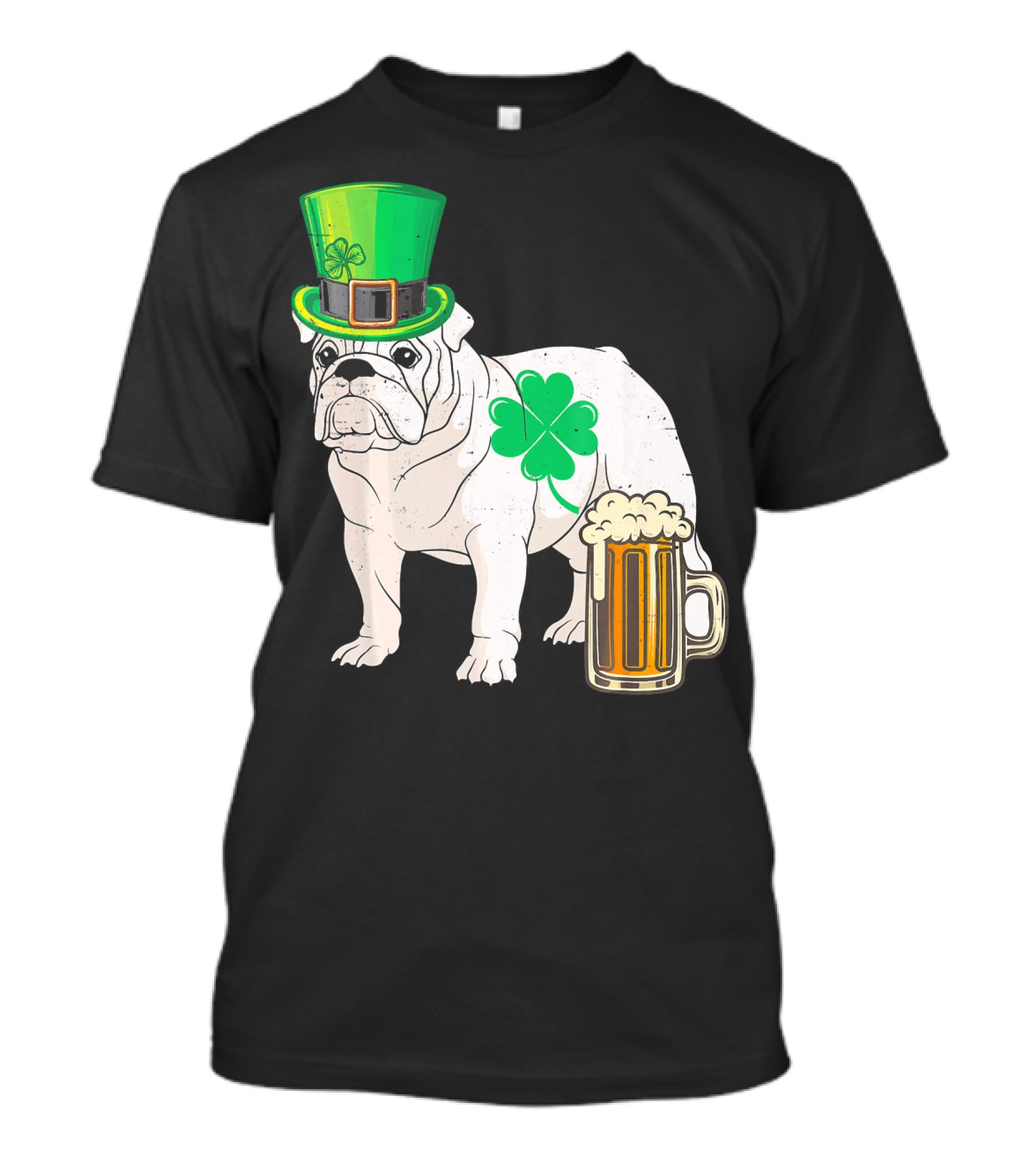 Bulldog Shamrock St Patricks Day Beer Hat T-Shirt