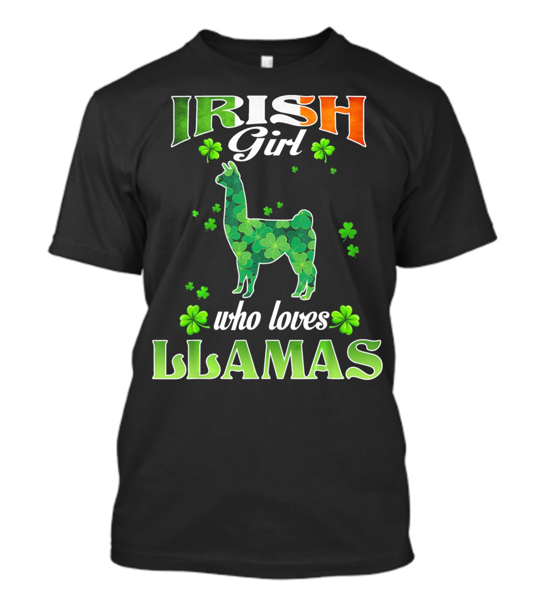 Irish Girl Who Loves Llamas With Shamrocks St Patricks Day T-Shirt