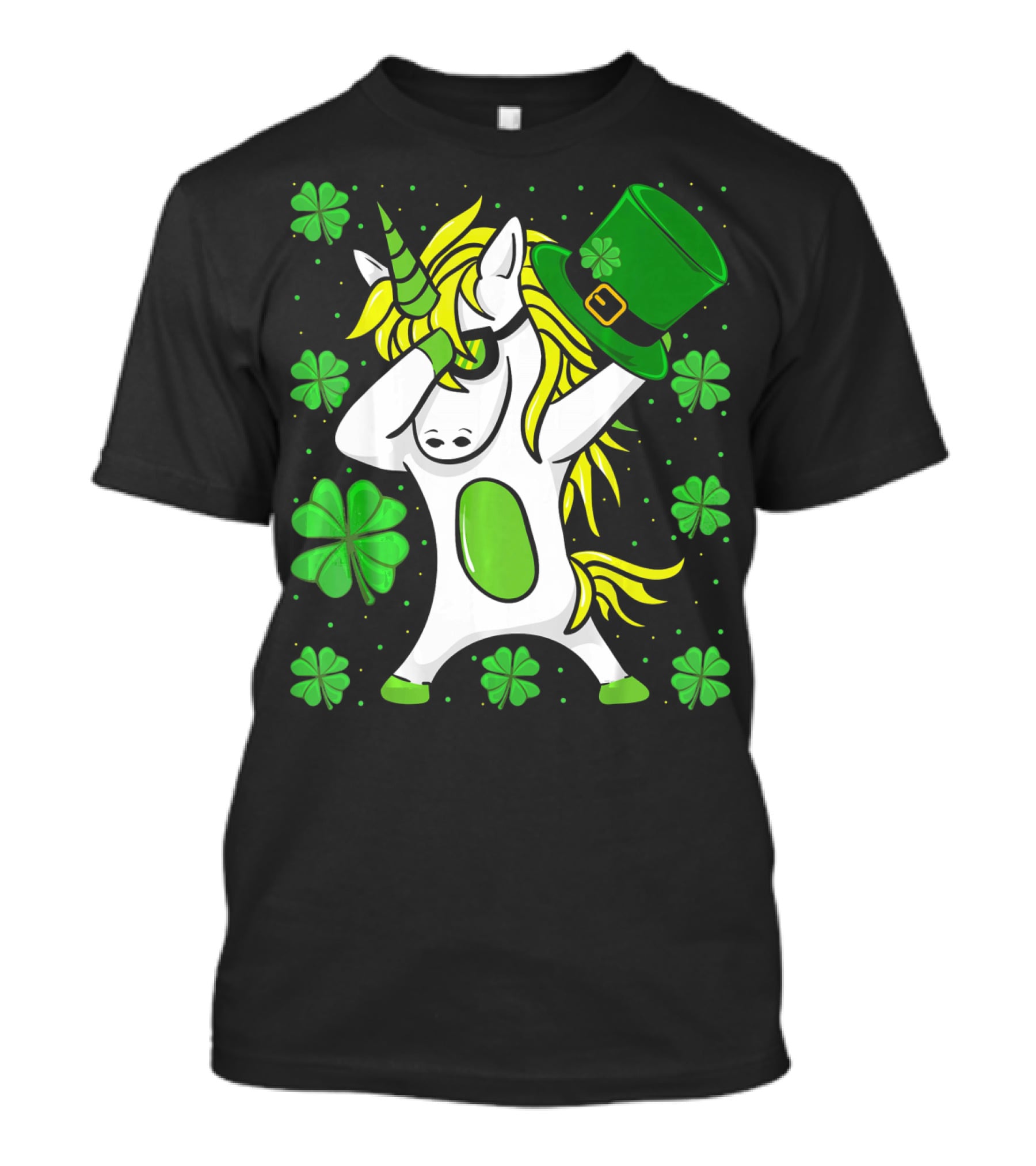 Funny Irish St Patricks Day Unicorn With Leprechaun Hat And Shamrocks T-Shirt