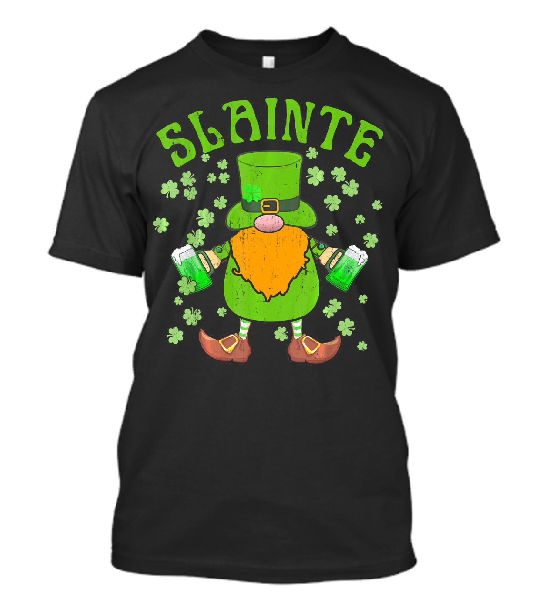 SLAINTE Cute Irish Leprechaun Gnome Green Beer T-Shirt