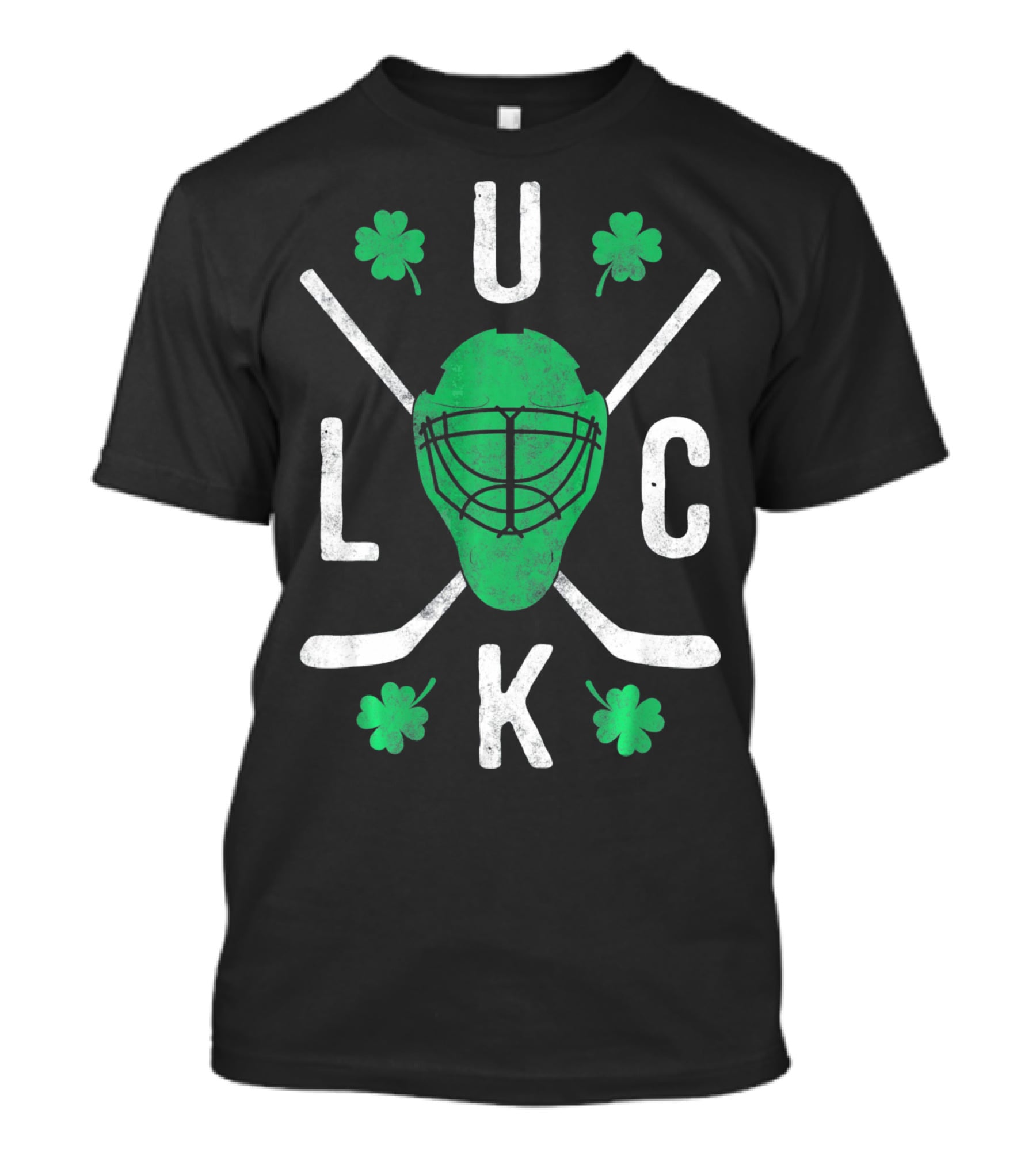 Luck Irish Hockey Player Clover Mask And Sticks T-Shirt