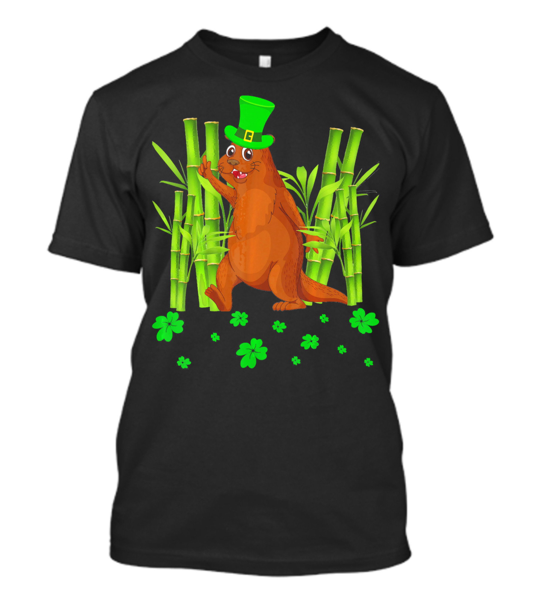 Leprechaun Otter St Patricks Day Shamrock Bamboo T-Shirt