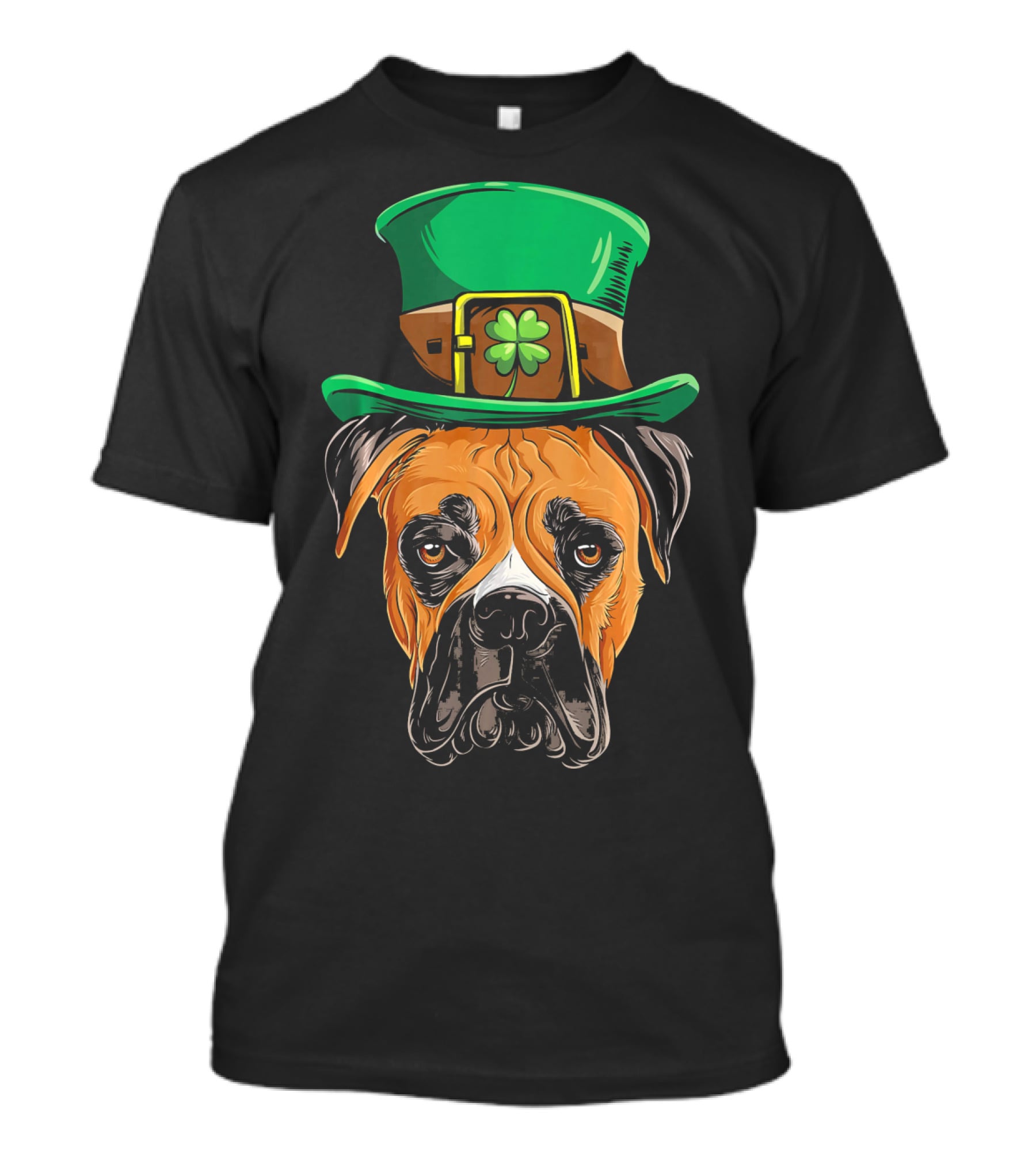 St. Patrick's Day Boxer Dog With Green Top Hat And Shamrock T-Shirt