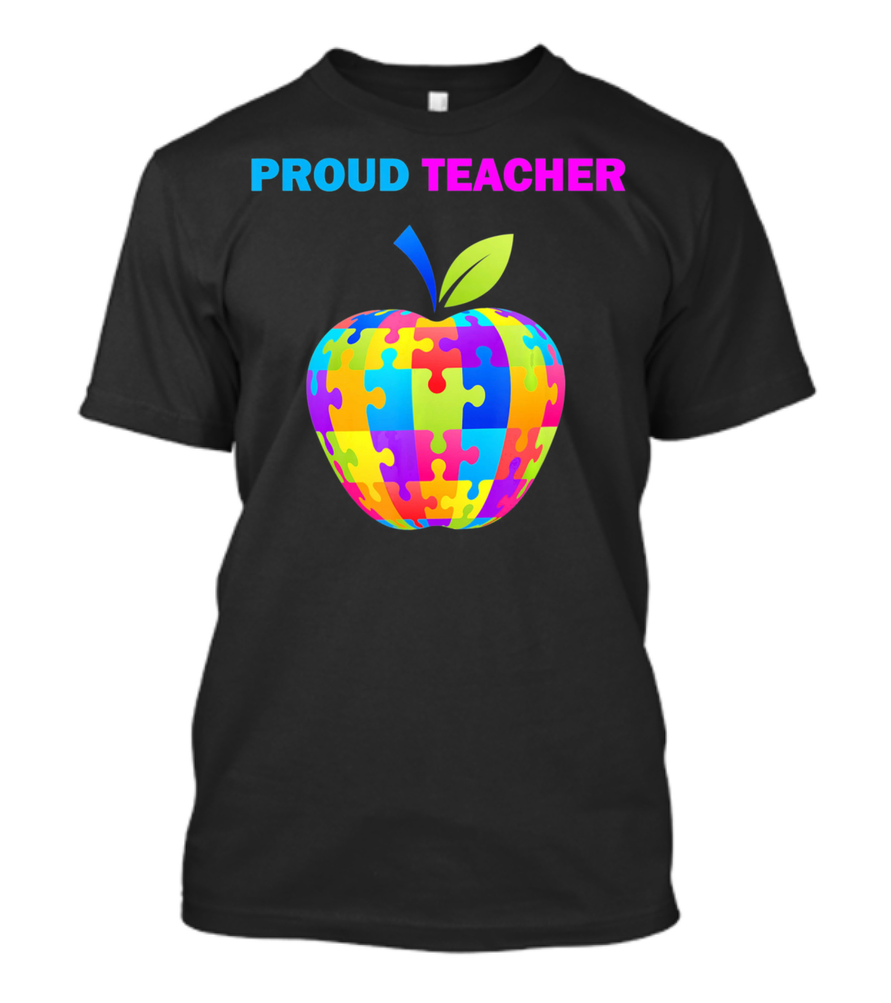 Proud Teacher Autism Awareness Puzzle Apple T-Shirt