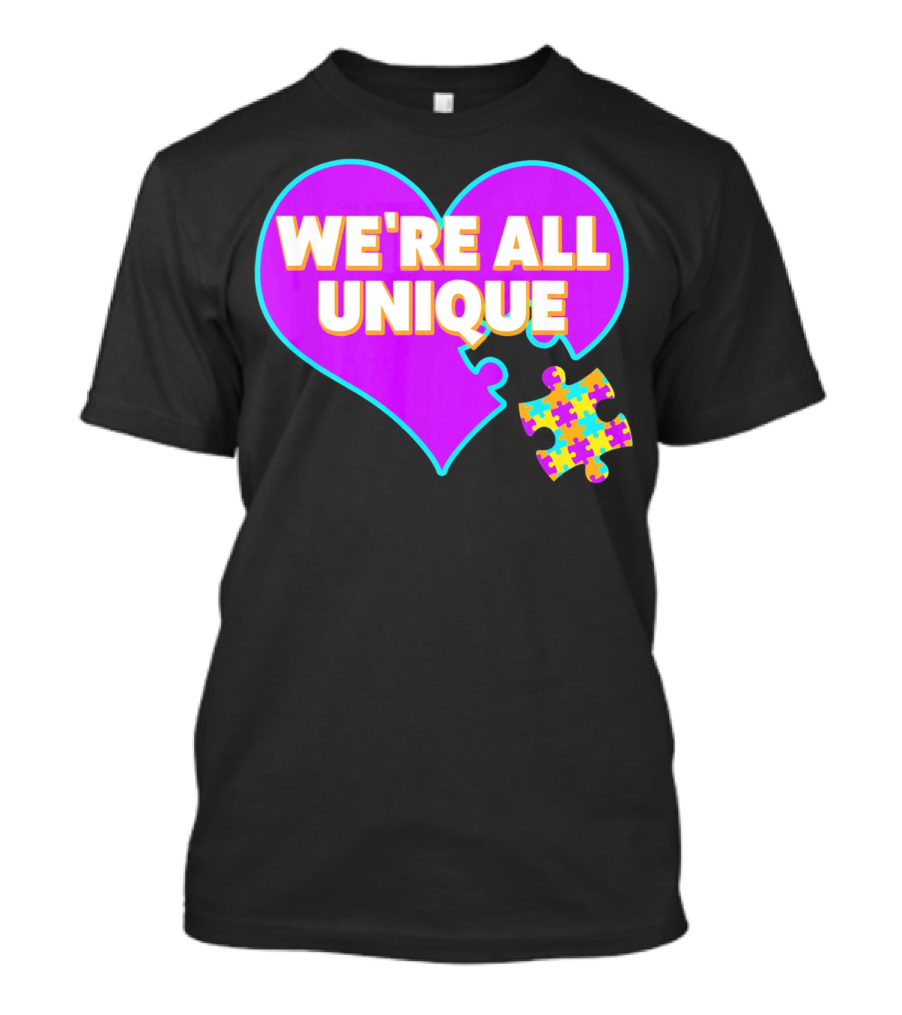 We're All Unique Autism Awareness Puzzle Heart T-Shirt