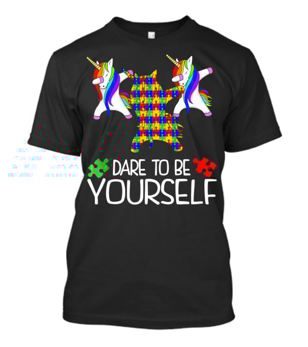 Dare To Be Yourself Autism Awareness Unicorn Puzzle T-Shirt