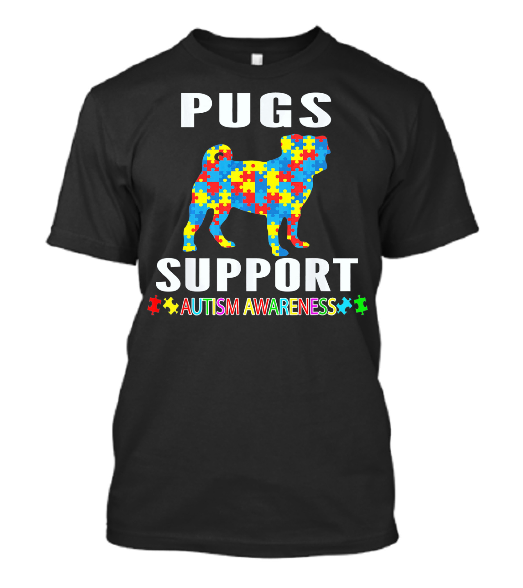 Pugs Support Autism Awareness Puzzle T-Shirt