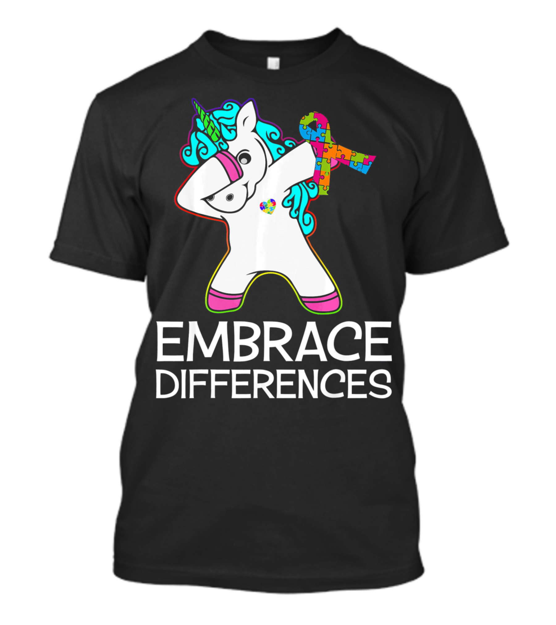 Embrace Differences Unicorn Autism Awareness Puzzle T-Shirt