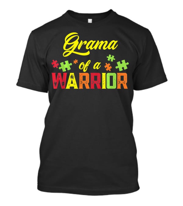 Grama Of A Warrior Puzzle Pieces Autism Awareness T-Shirt