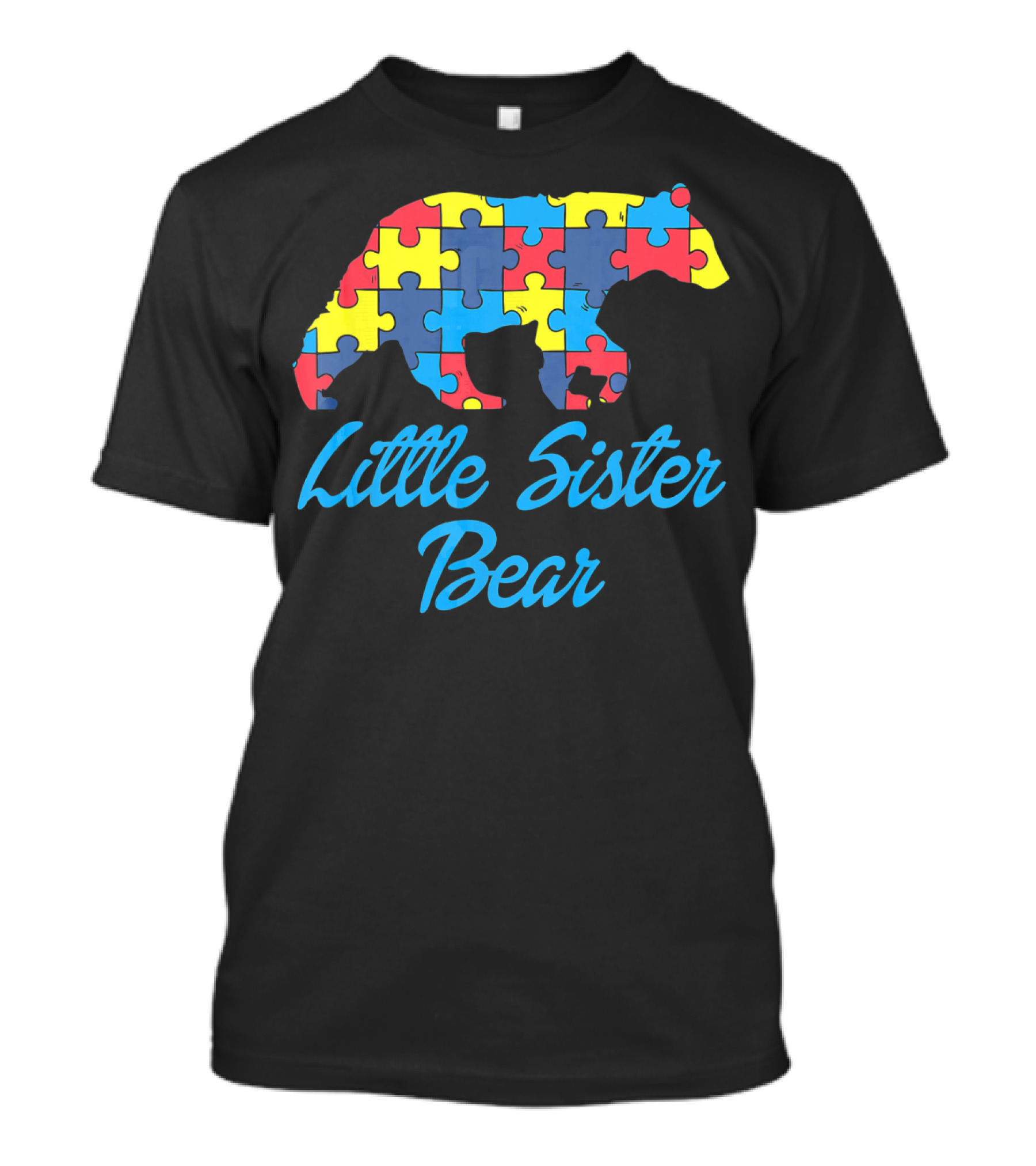 Autism Awareness Little Sister Bear Puzzle T-Shirt