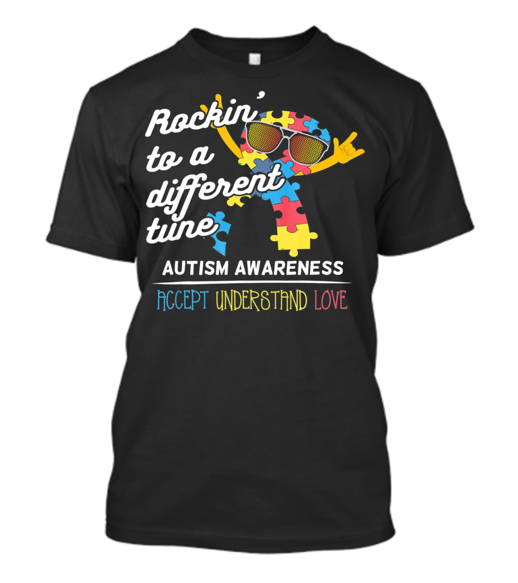 Rockin' To A Different Tune Autism Awareness Accept Understand Love T-Shirt