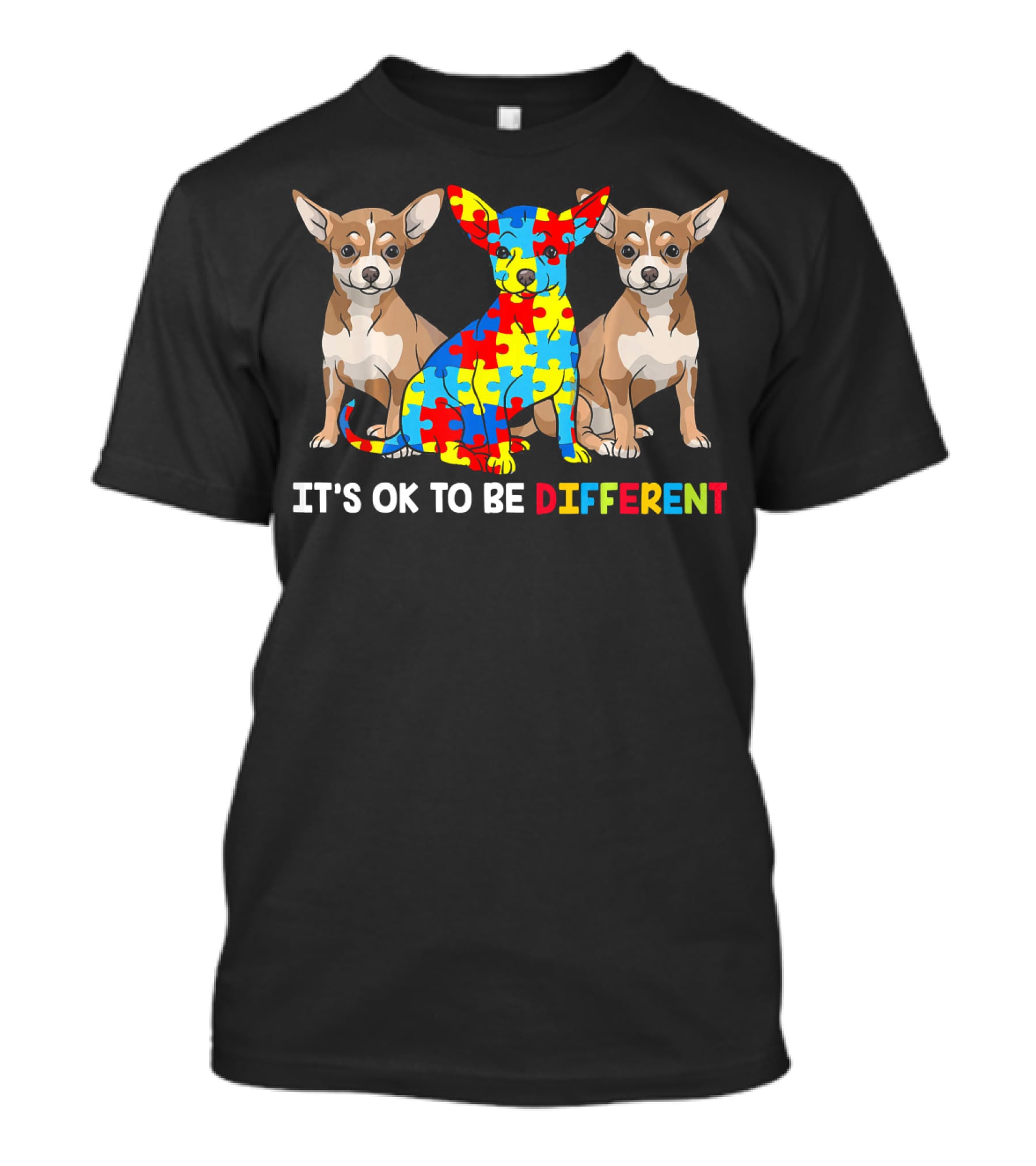 It's OK To Be Different Chihuahua Autism Puzzle T-Shirt