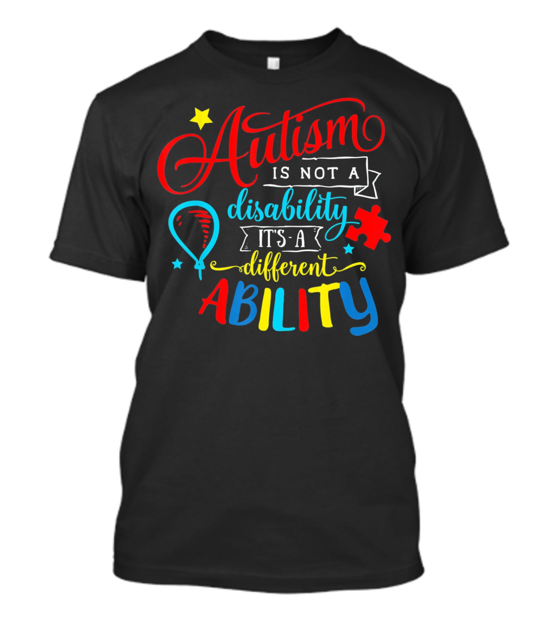 Autism Is Not A Disability It's A Different Ability Puzzle Balloon T-Shirt