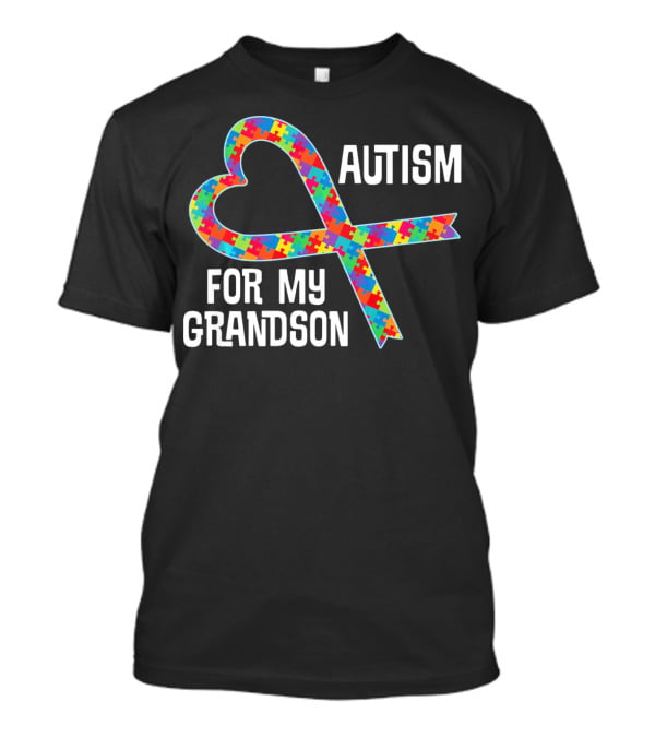 Autism Awareness Heart Puzzle Ribbon For My Grandson T-Shirt