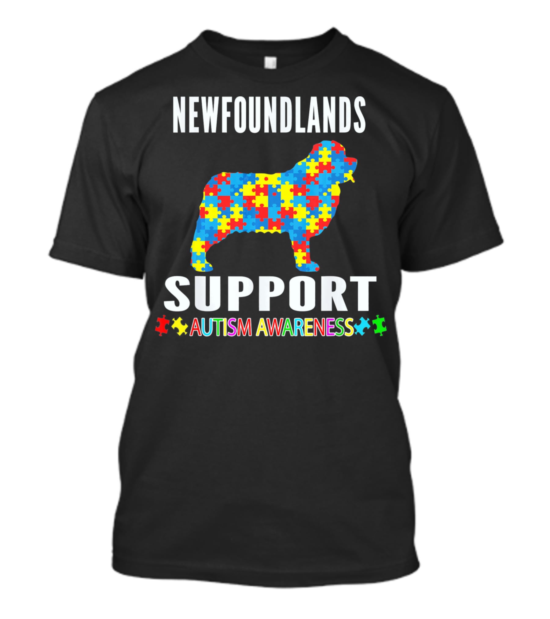 Newfoundlands Support Autism Awareness Puzzle Dog T-Shirt