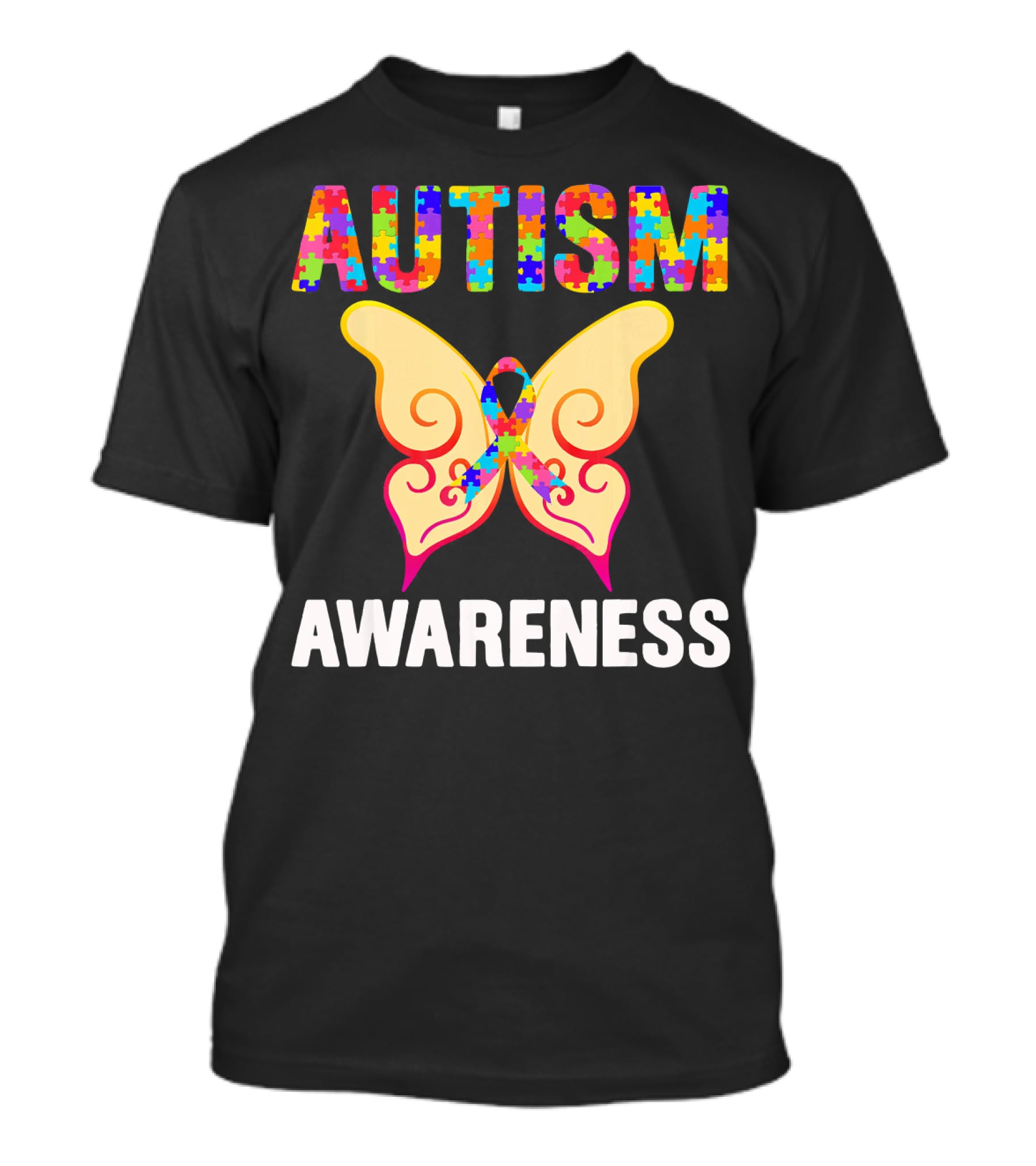 AUTISM AWARENESS Puzzle Piece Butterfly T-Shirt