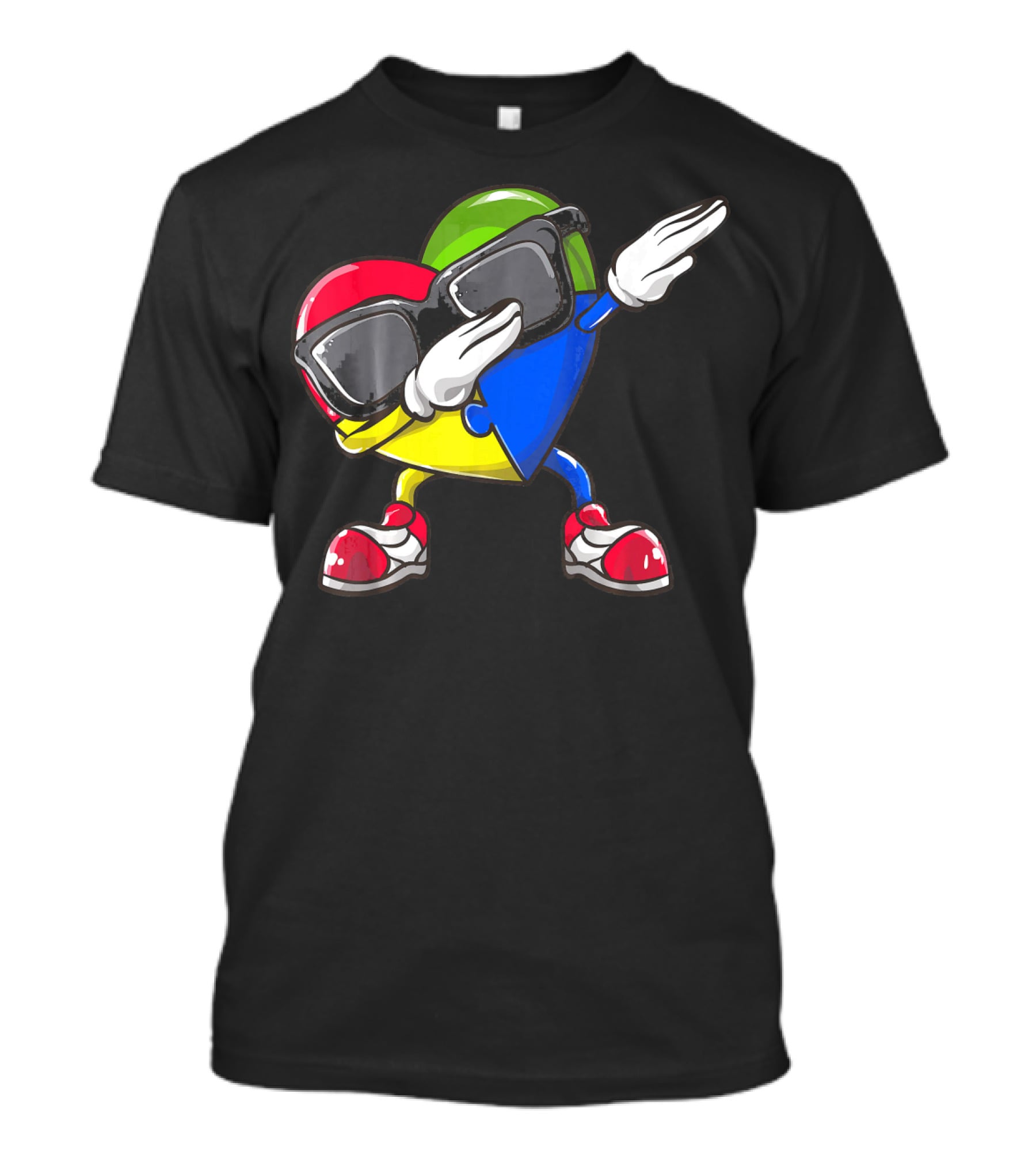 Valentines Day Dabbing Heart Puzzle Autism Colorful T-Shirt