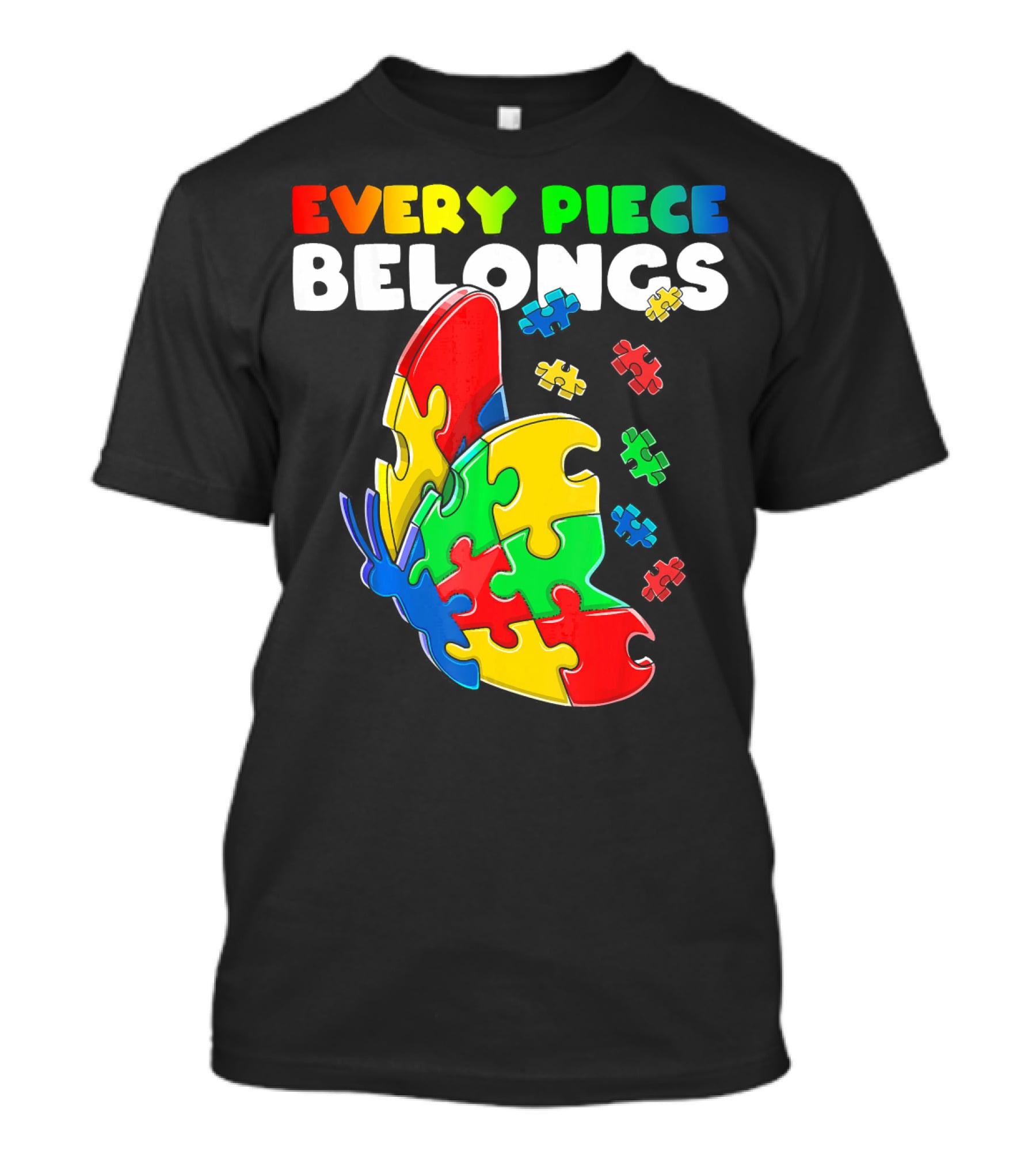 Every Piece Belongs Autism Awareness Butterfly Puzzle Pieces T-Shirt