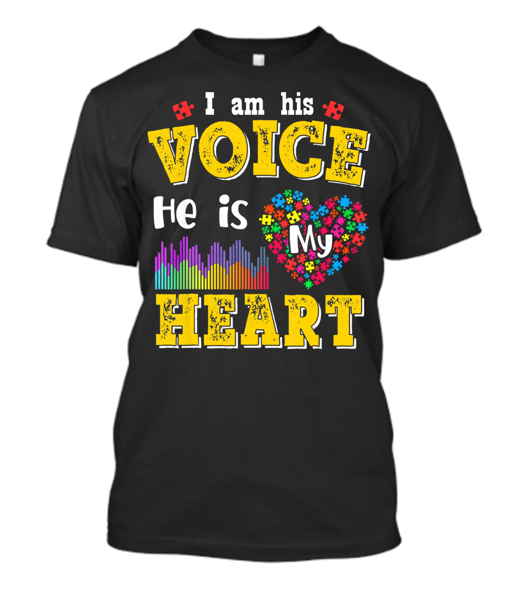 Autism Awareness I Am His Voice He Is My Heart Autism Mom Son T-Shirt