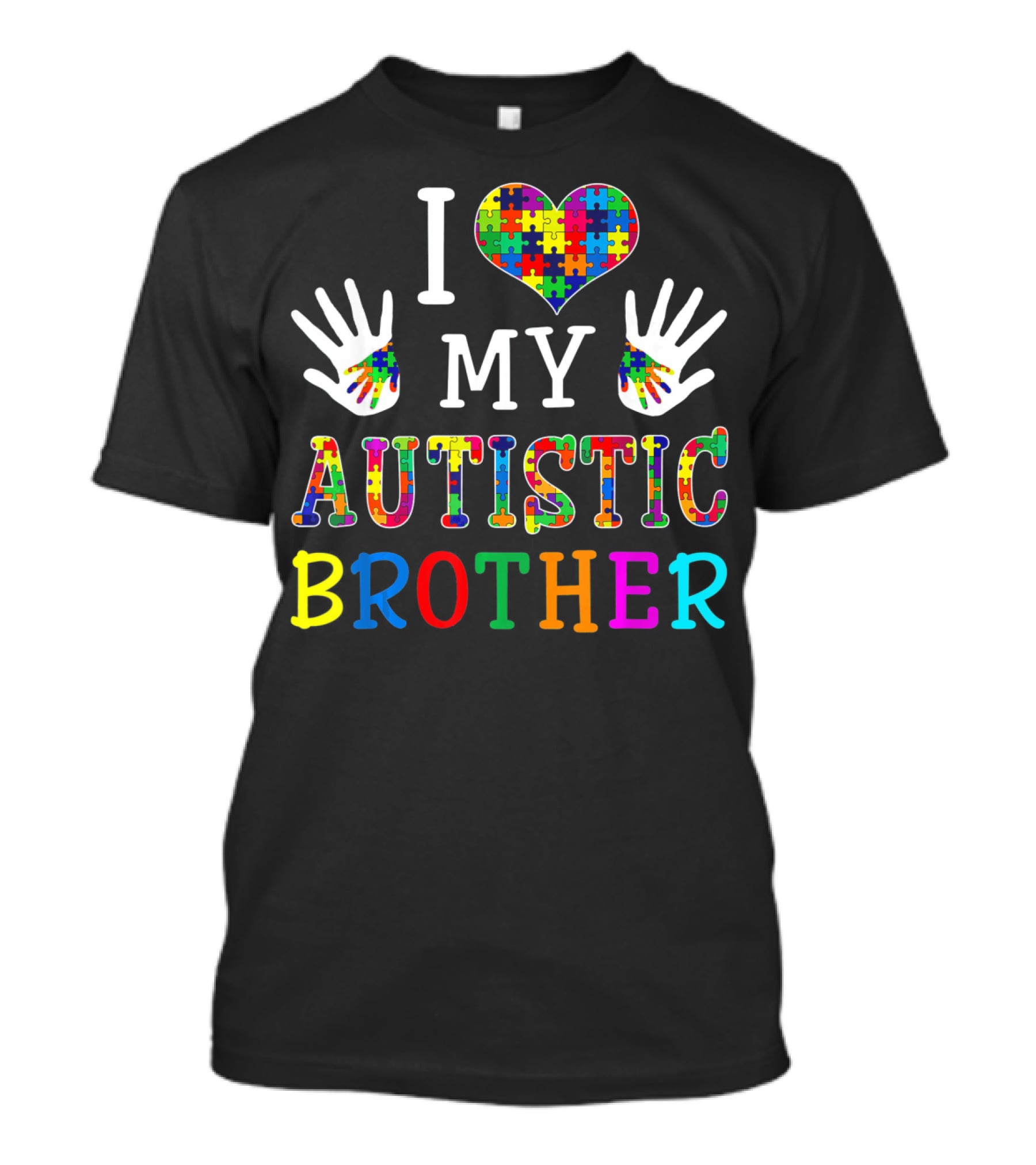 I Love My Autistic Brother Puzzle Piece Autism Awareness T-Shirt