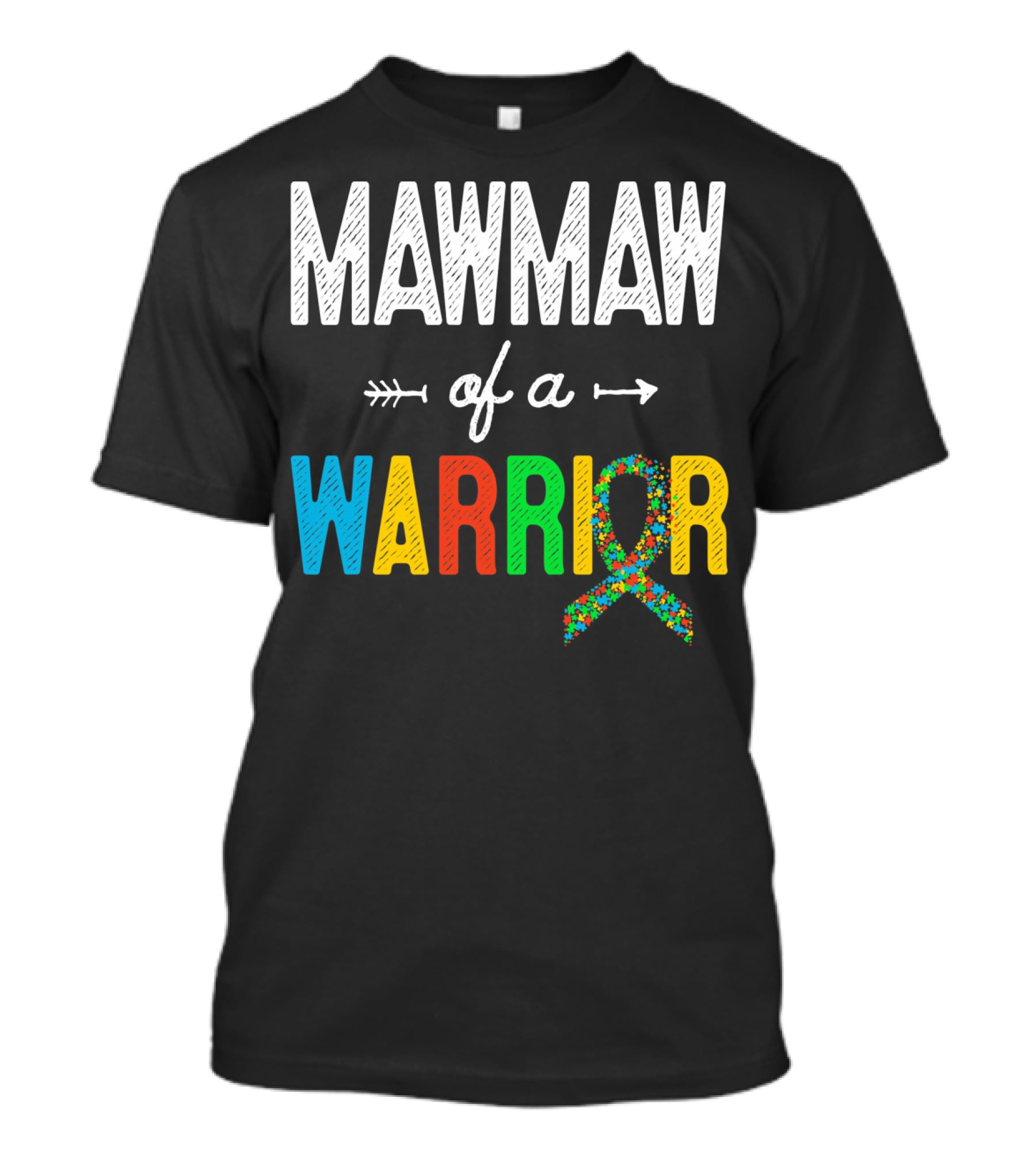 Maw Maw Of A Warrior Autism Awareness Puzzle T-Shirt