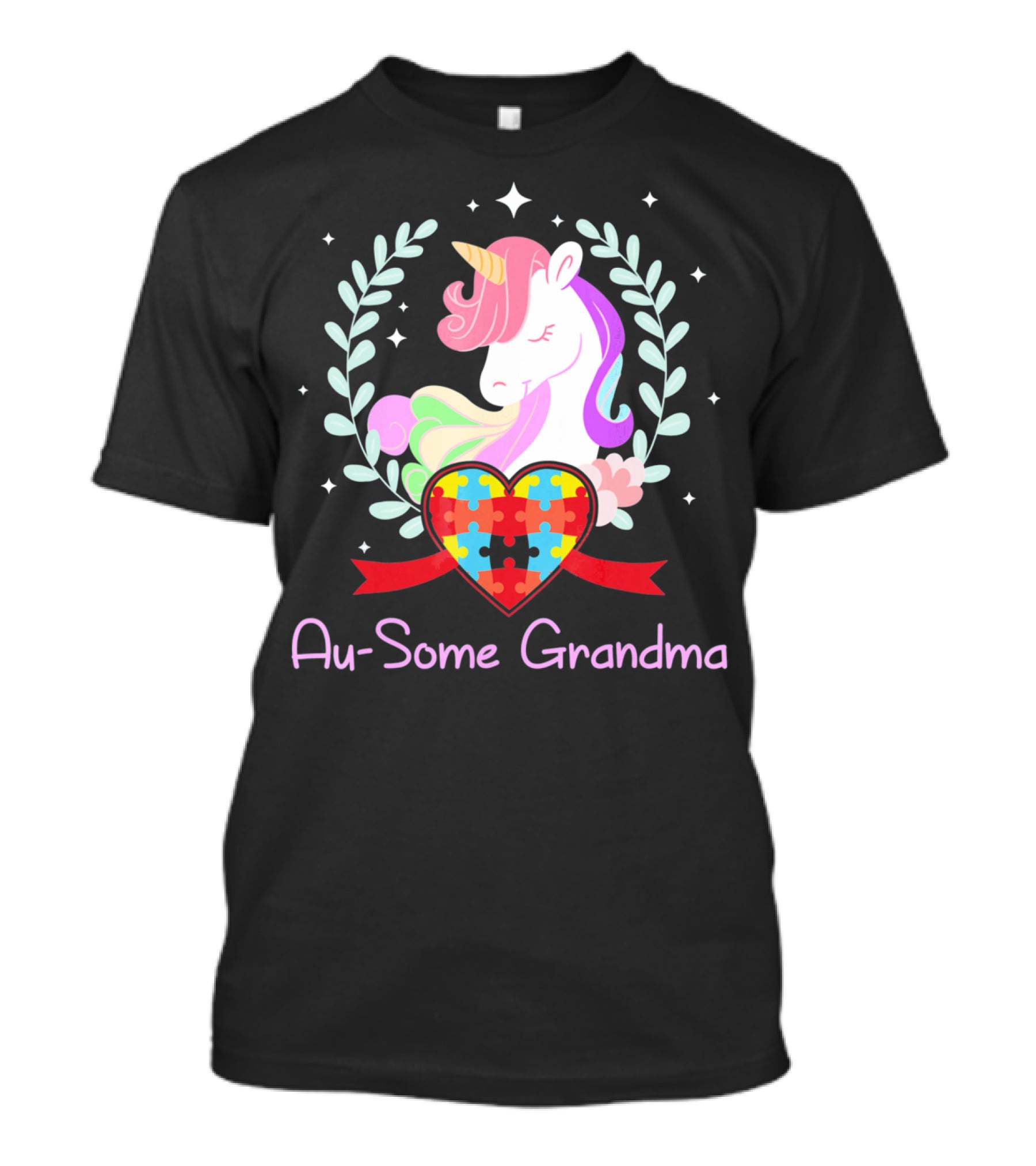 Au-Some Grandma Unicorn Heart Autism Awareness T-Shirt