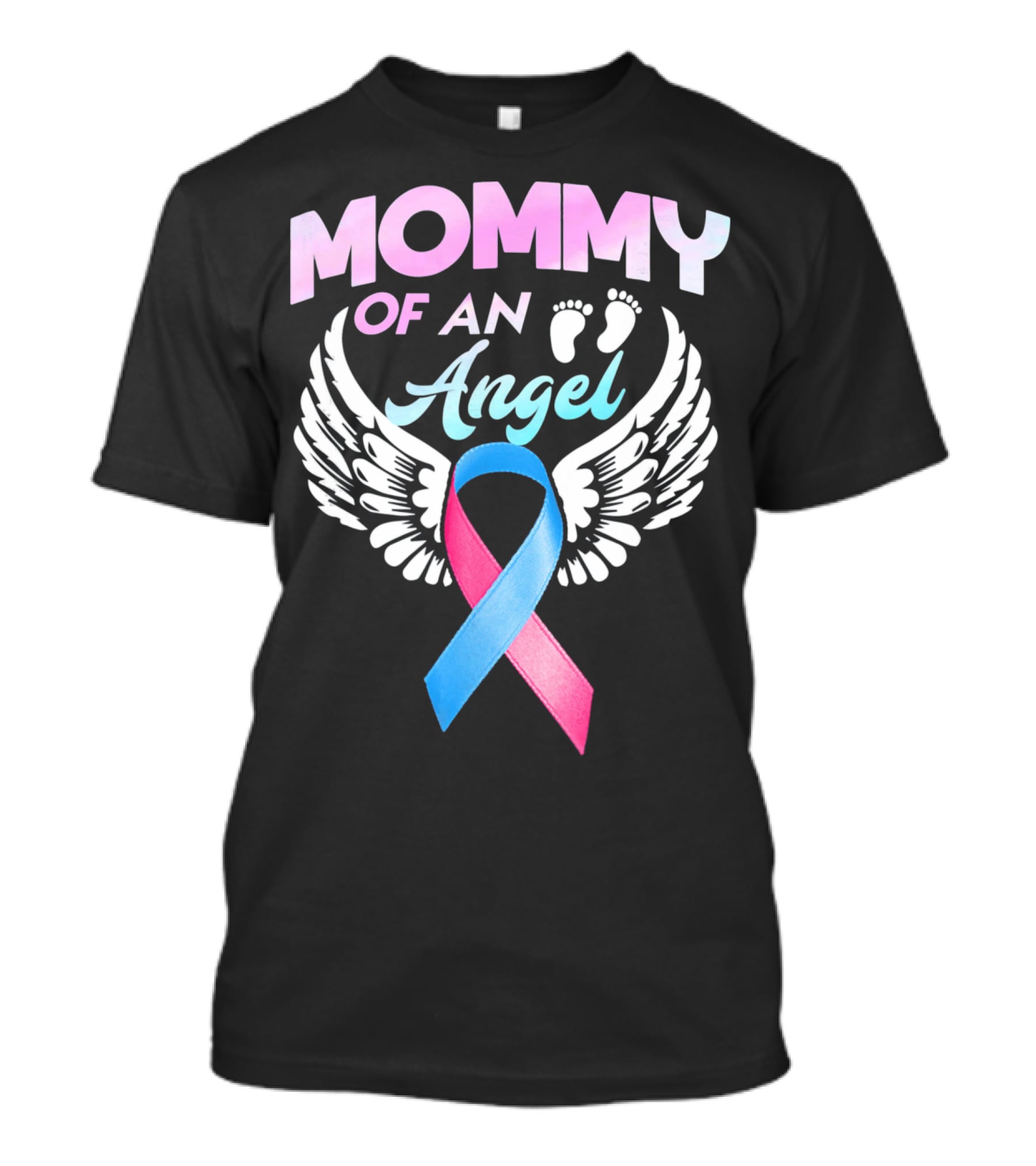 Mommy Of An Angel Miscarriage Awareness Ribbon Wings T-Shirt