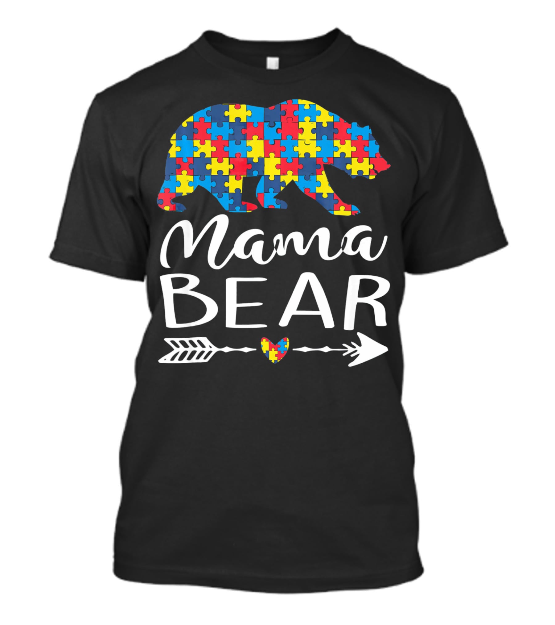 Mama Bear Autism Awareness Puzzle Heart Arrow T-Shirt