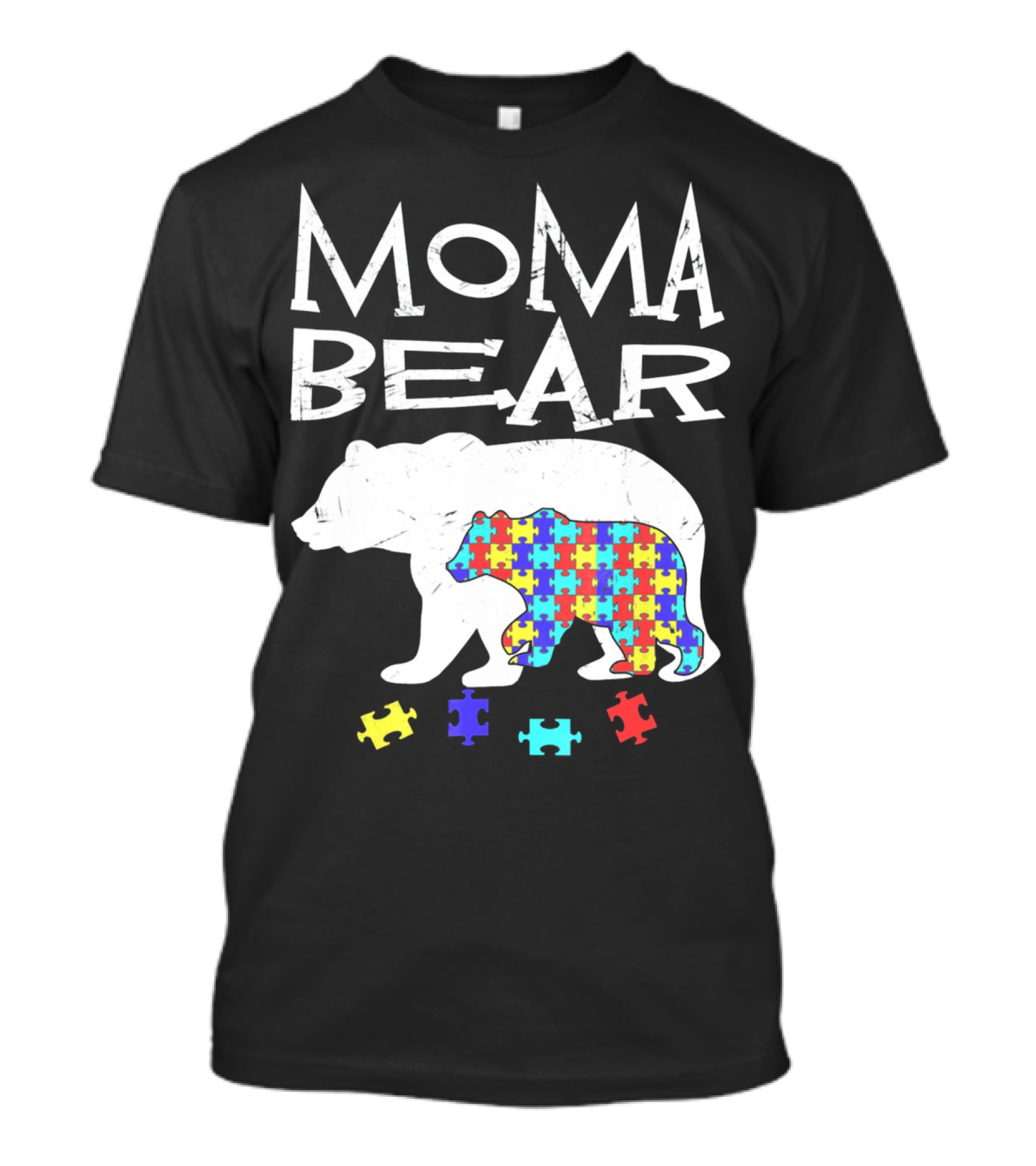 Moma Bear Autism Awareness Puzzle Piece T-Shirt