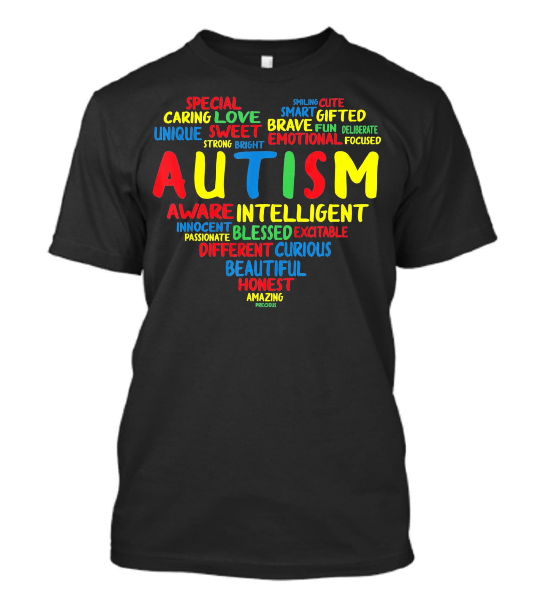 Autism Heart Intelligent Emotional Honest Caring Brave Unique Special T-Shirt