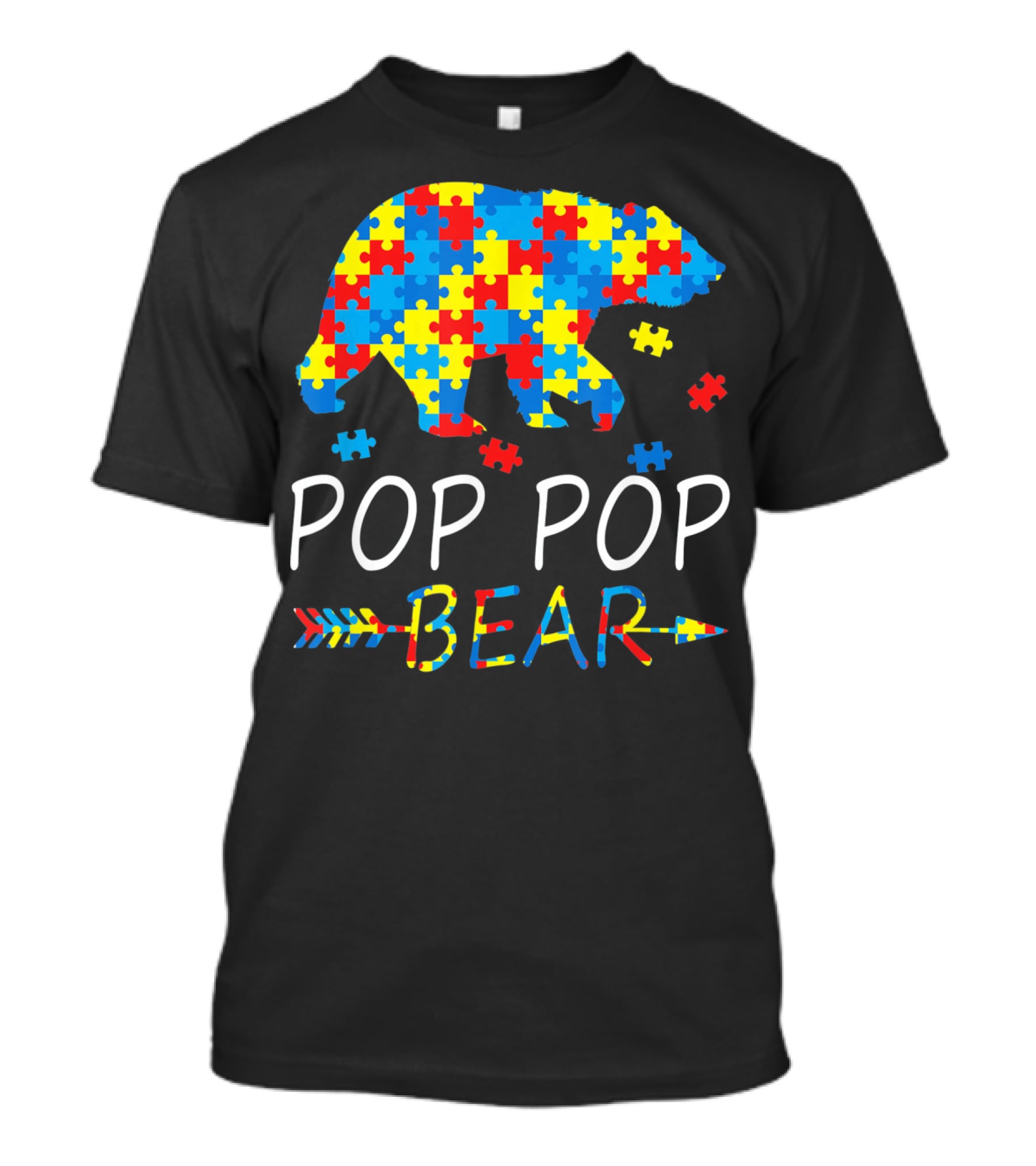 Pop Pop Bear Puzzle Autism Awareness Mens T-Shirt