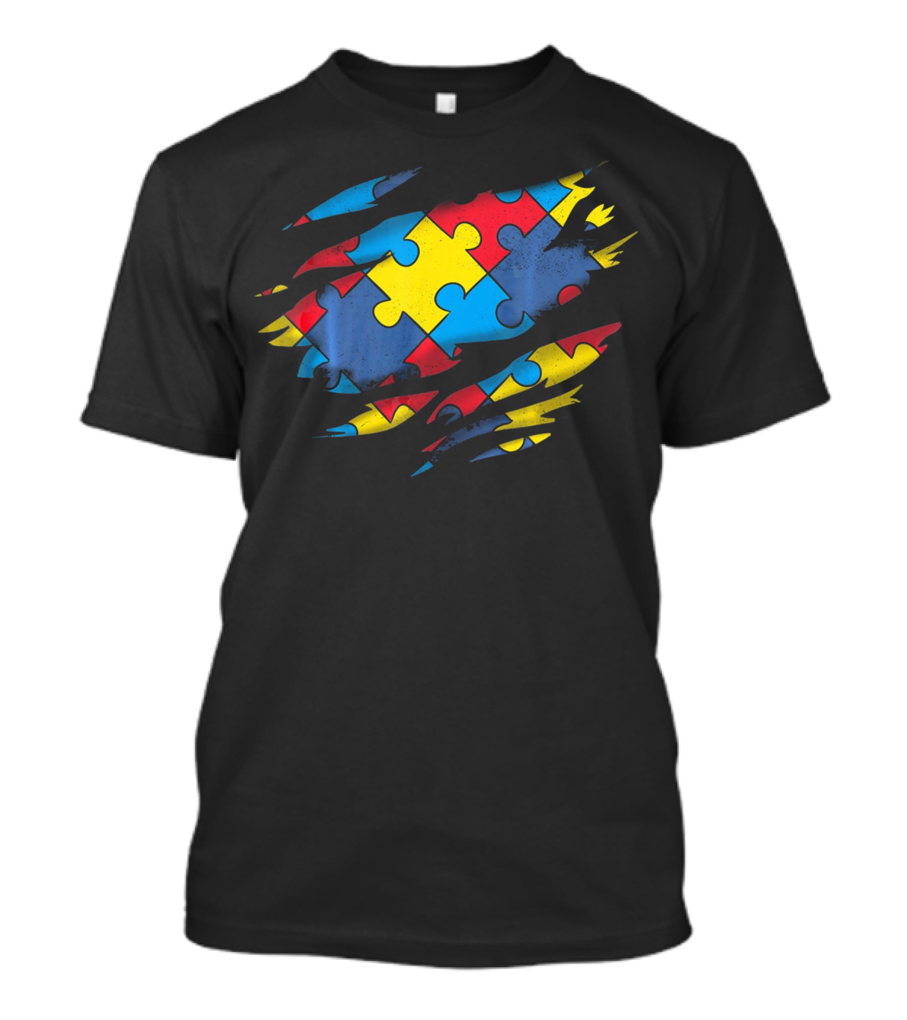 Autism Awareness Puzzle Pattern Superhero T-Shirt