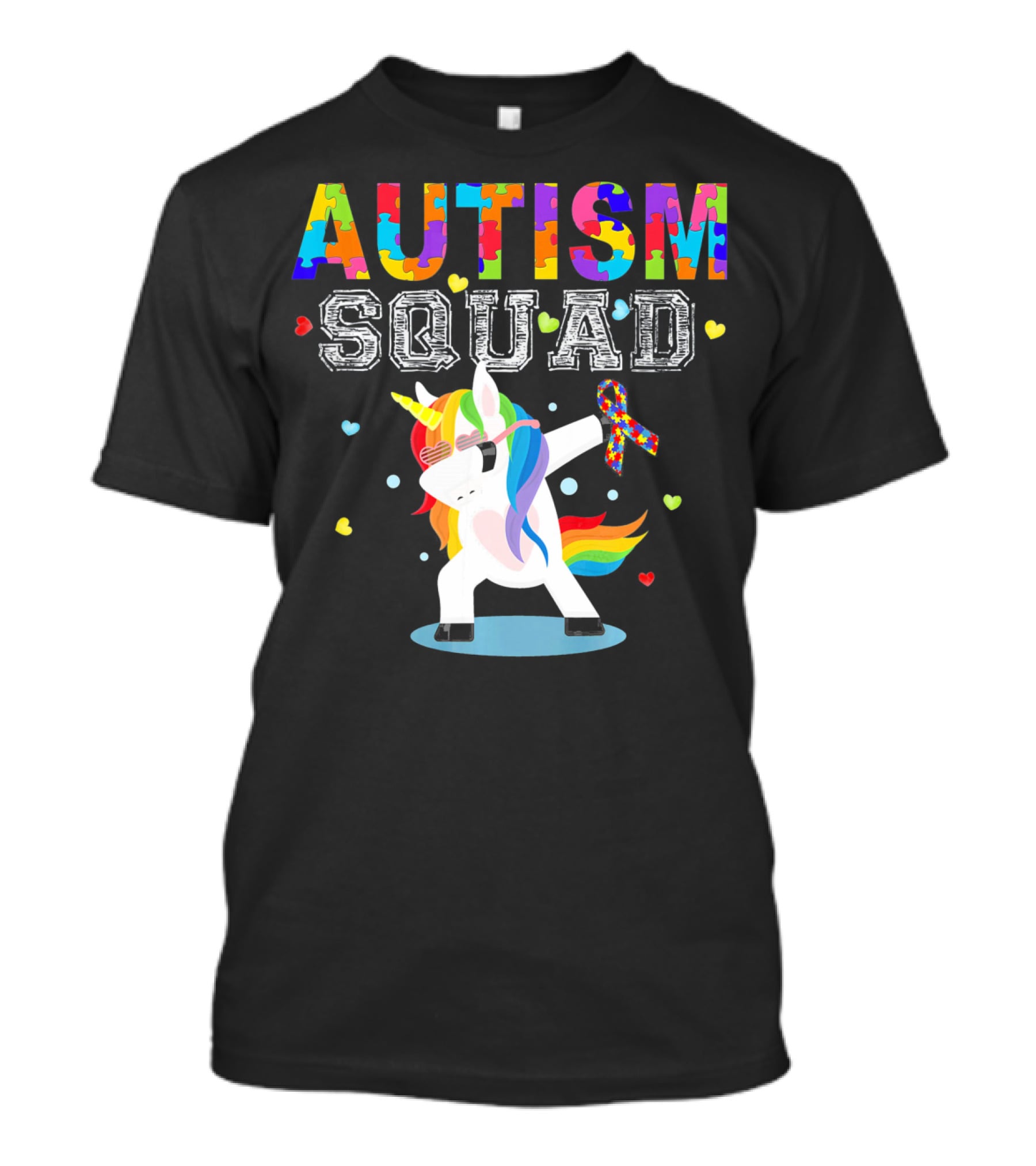 Autism Squad Unicorn Ribbon Autism Awareness T-Shirt