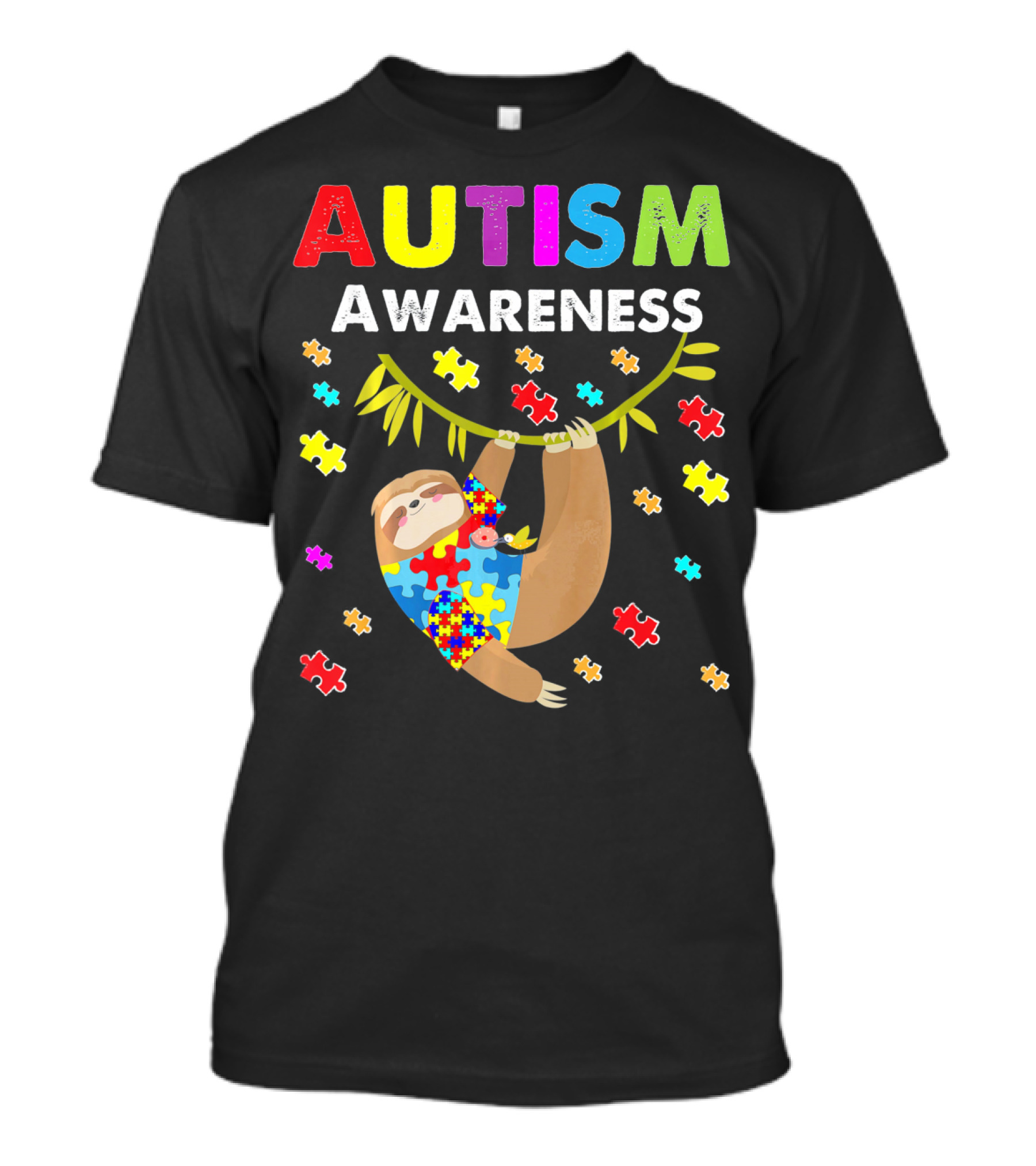 Autism Awareness Sloth Lover With Puzzle Pieces T-Shirt