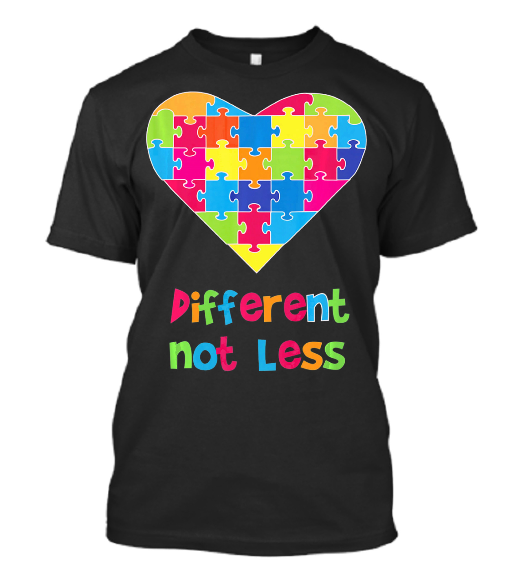 Different Not Less Autism Awareness Heart Puzzle T-Shirt