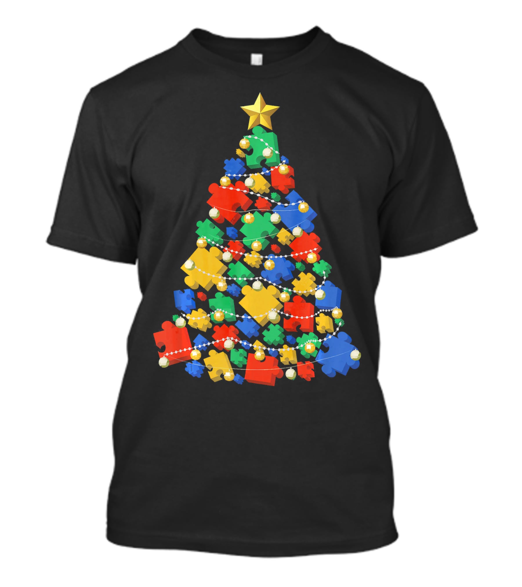 Christmas Autism Puzzle Tree Autism Awareness T-Shirt