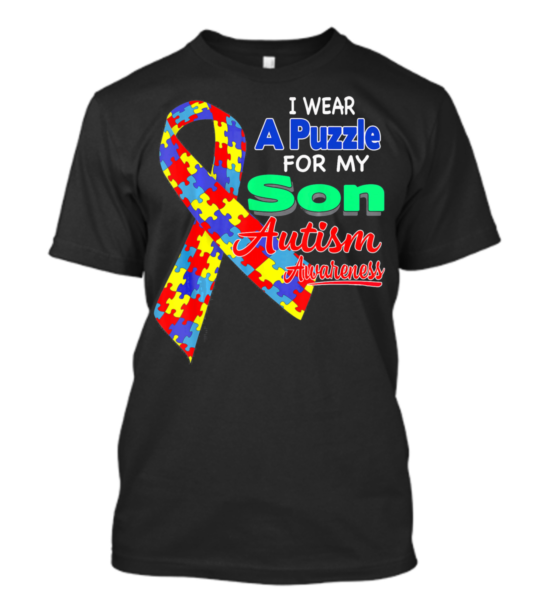 I Wear A Puzzle For My Son Autism Awareness T-Shirt