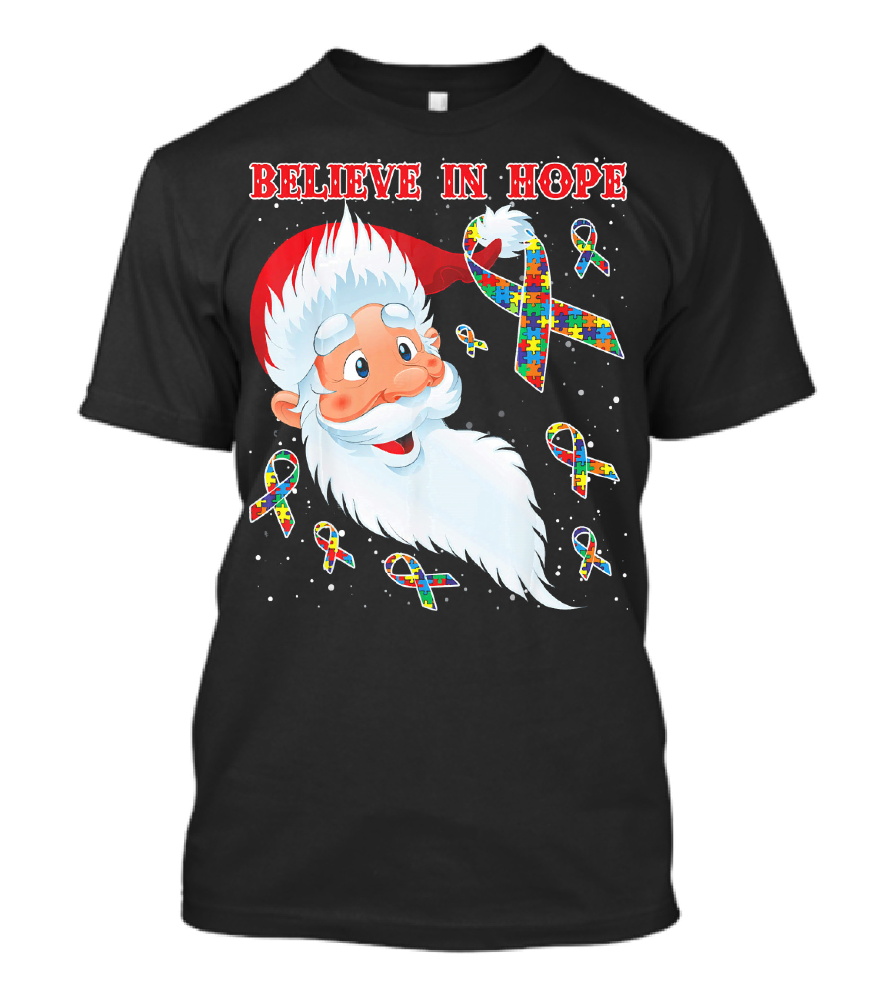 Believe In Hope Funny Santa Moon Autism Awareness T-Shirt