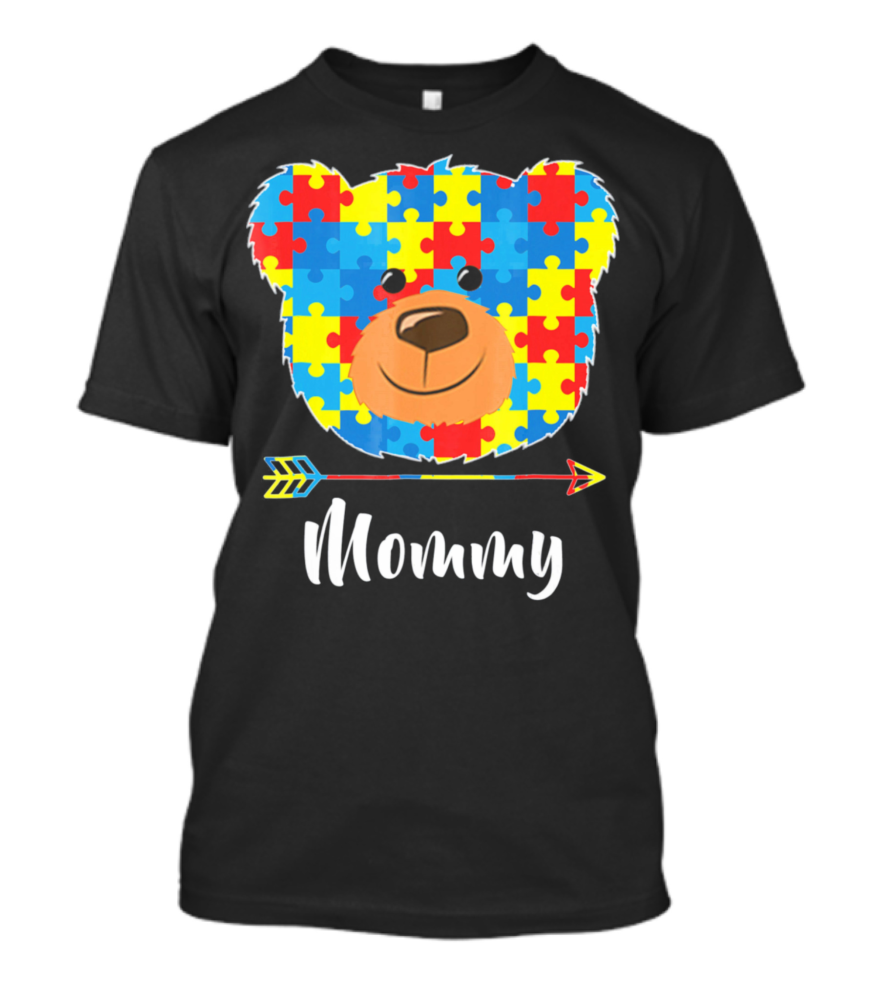 Mommy Bear Puzzle Face Autism Awareness T-Shirt