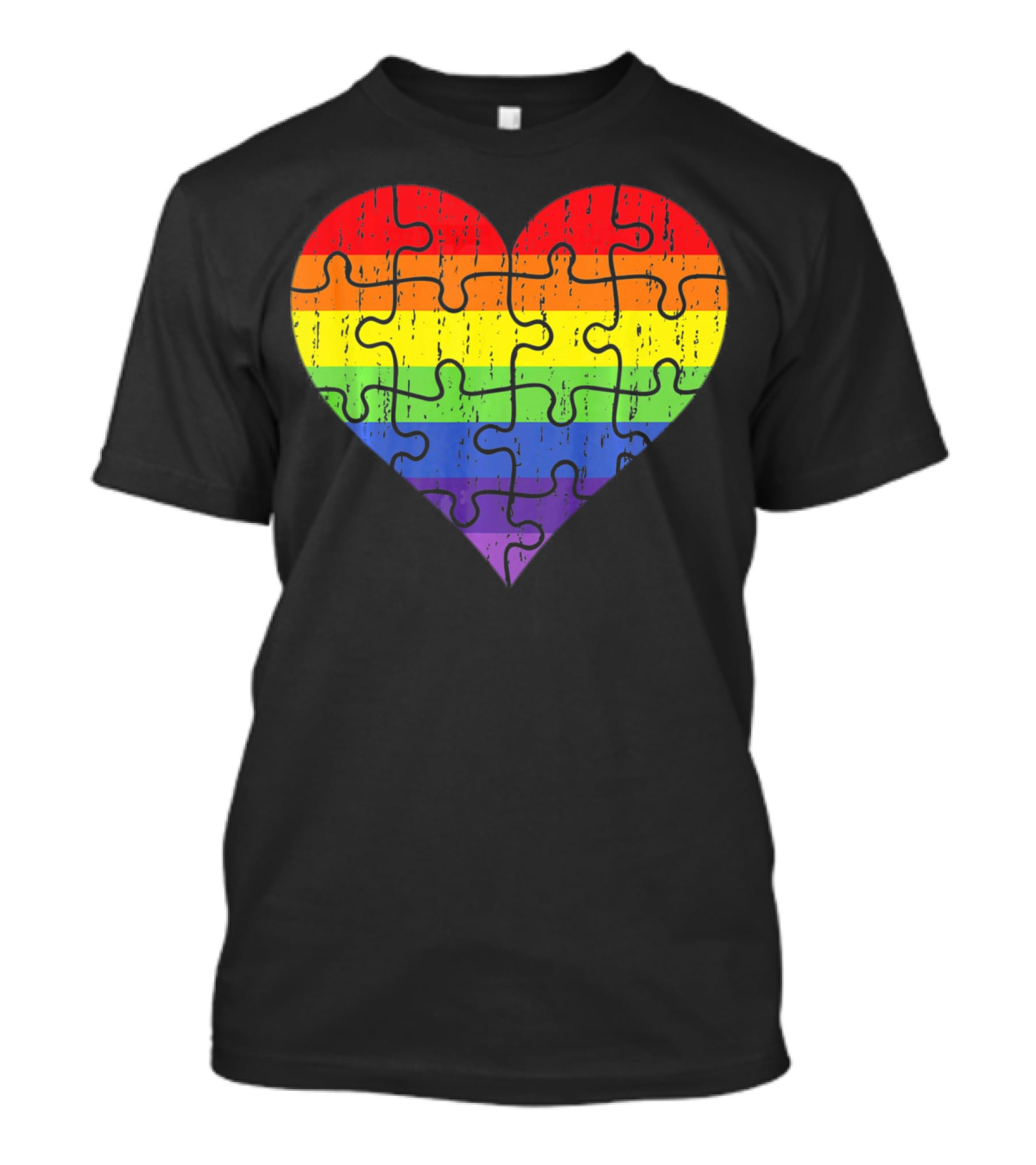 Autism Awareness Rainbow Puzzle Heart T-Shirt