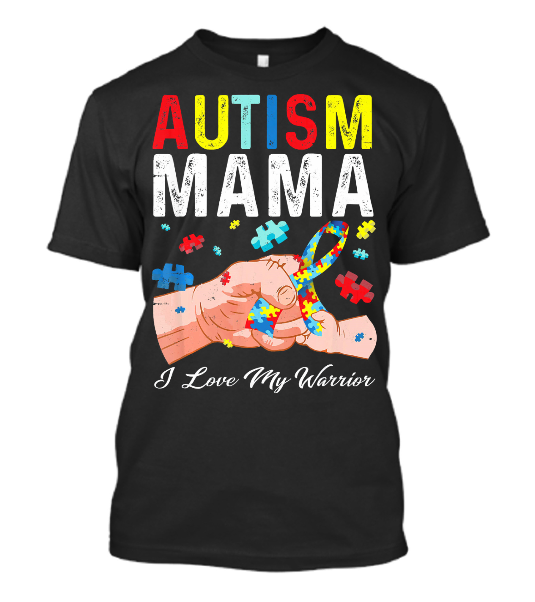 Autism Mama I Love My Warrior Puzzle T-Shirt